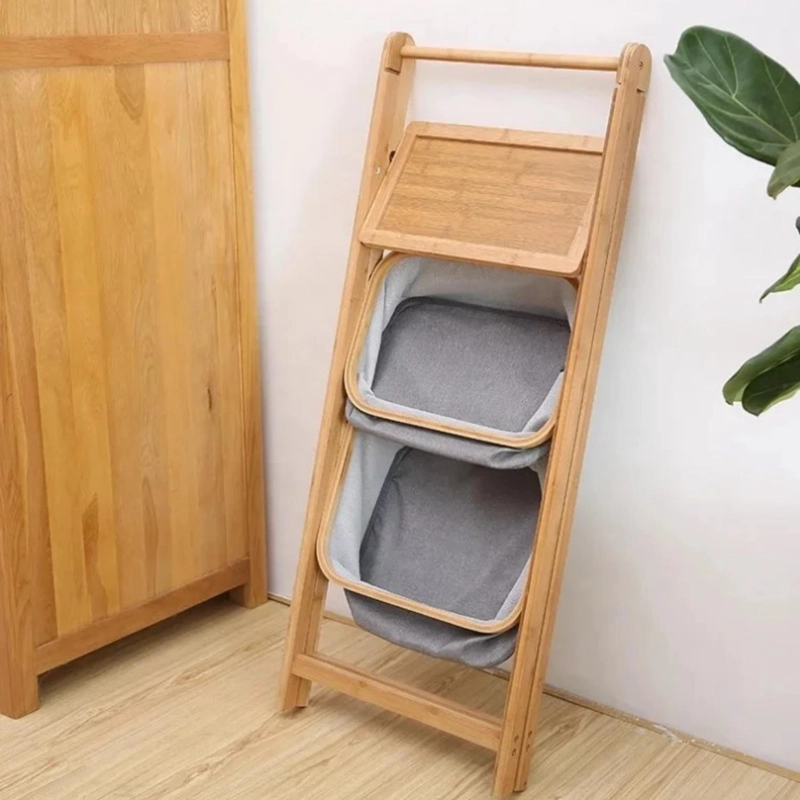 MUEBLE ESTANTE ORGANIZADOR BAMBÚ CESTO - 4