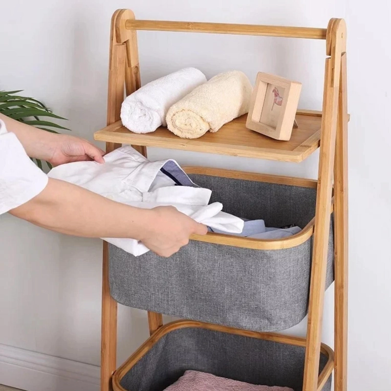 MUEBLE ESTANTE ORGANIZADOR BAMBÚ CESTO - 5