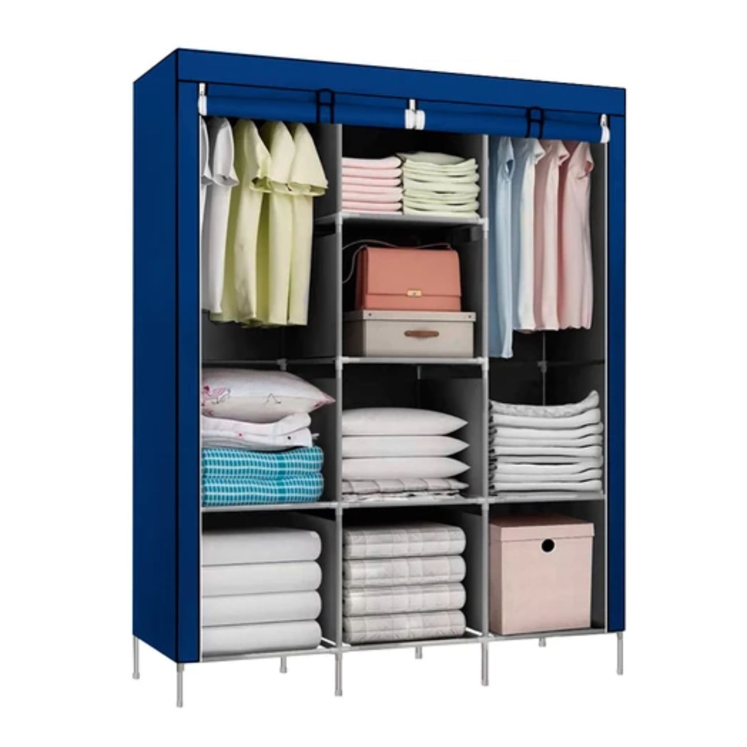 CLÓSET IMPORTCLICK HOG.272 AZUL ORGANIZADOR ARMABLE TELA 3 CUERPOS 130X45X175 CM - 1