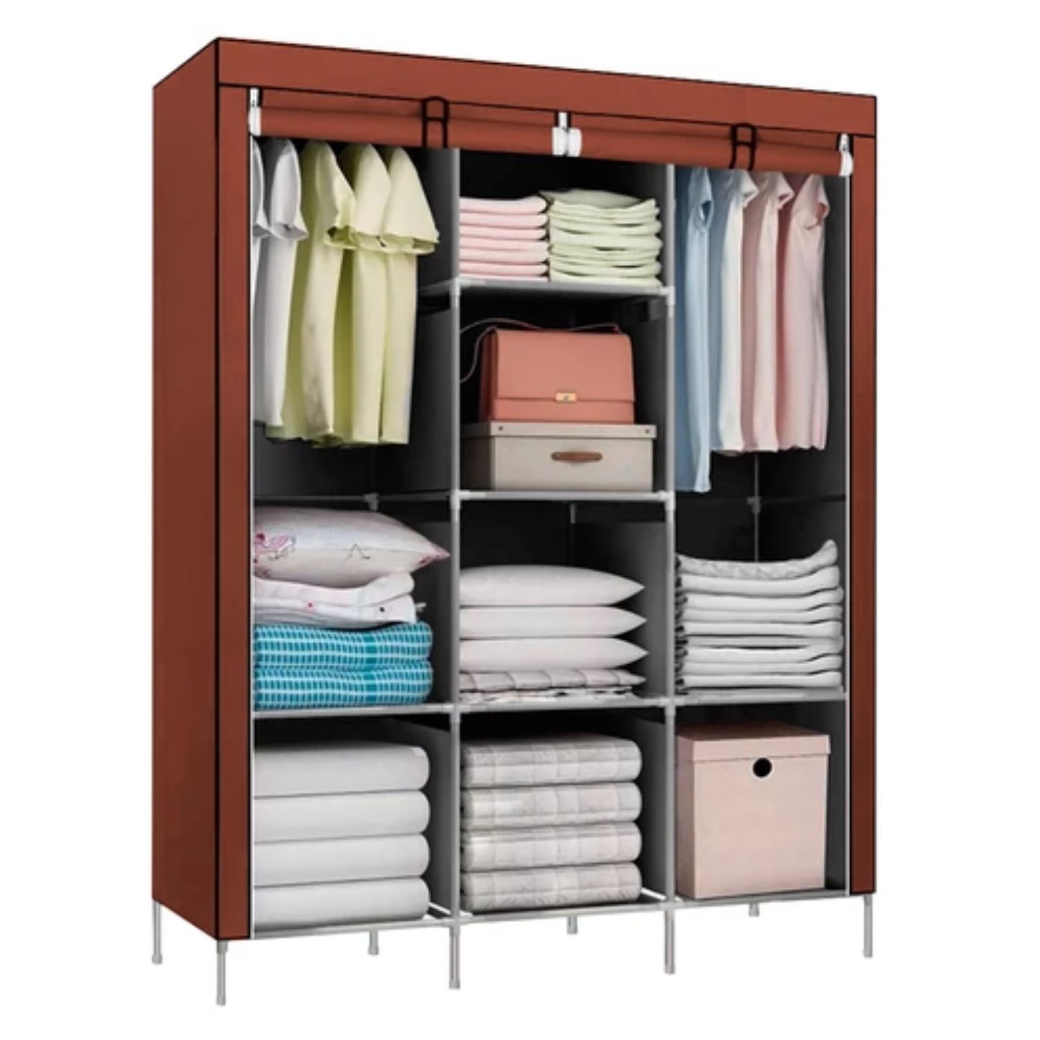 CLÓSET IMPORTCLICK HOG.275 CAFÉ ORGANIZADOR ARMABLE TELA 3 CUERPOS 130X45X175 CM - 1