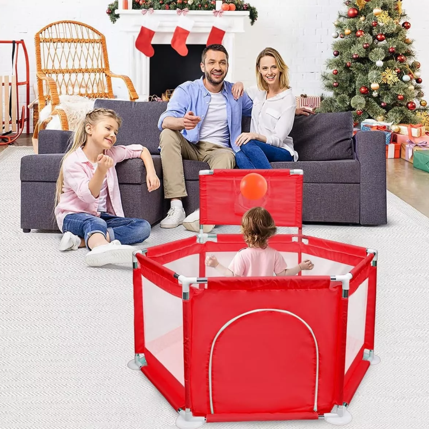 PISCINA CORRAL INFANTIL IMPORTCLICK INF.51 ROJO BEBE ESTIMULACIÓN PELOTAS 125X65 CM - 6