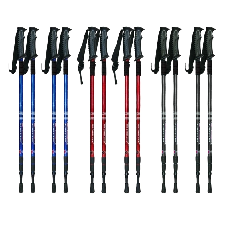 PACK 4 BASTONES TREKKING IMPORTCLICK ACERO ANTISHOCK PLEGABLE MONTAÑA - 1