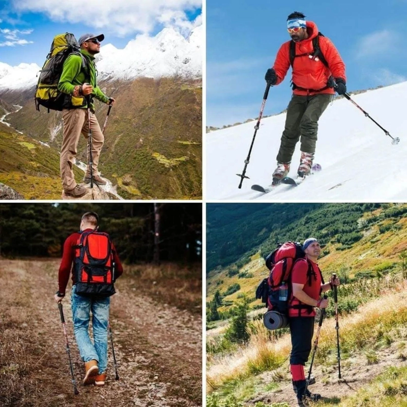 PACK 4 BASTONES TREKKING IMPORTCLICK ACERO ANTISHOCK PLEGABLE MONTAÑA - 5