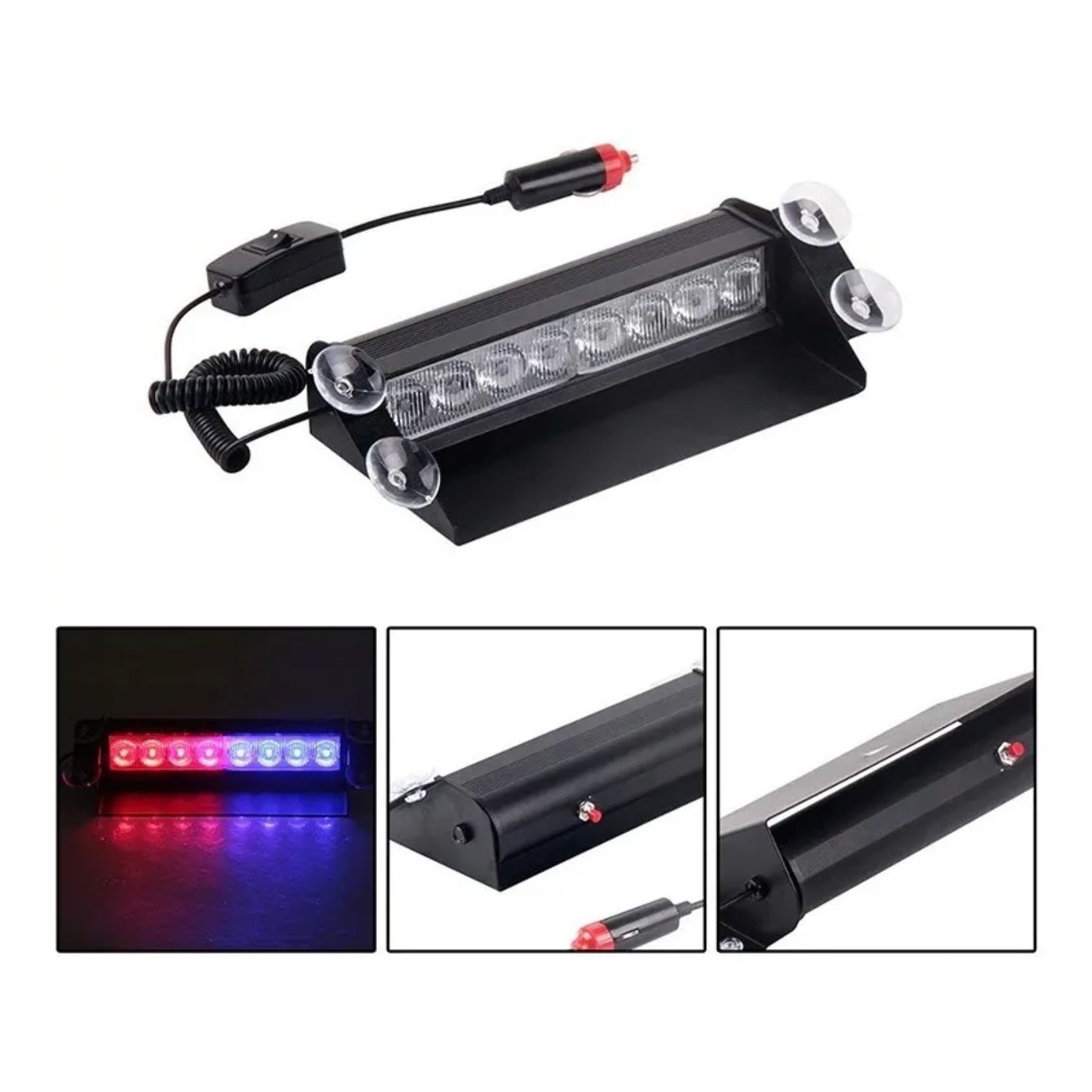 BALIZA PARABRISA LUZ ESTROBOSCÓPICA LED AZUL ROJO 12 V - 4