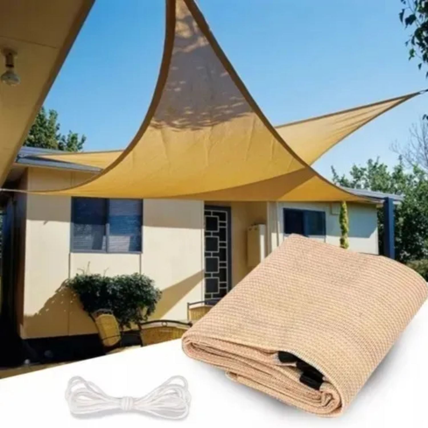 CARPA TOLDO VELA TRIANGULAR IMPERMEABLE UV 5X5X5 MTS - 3