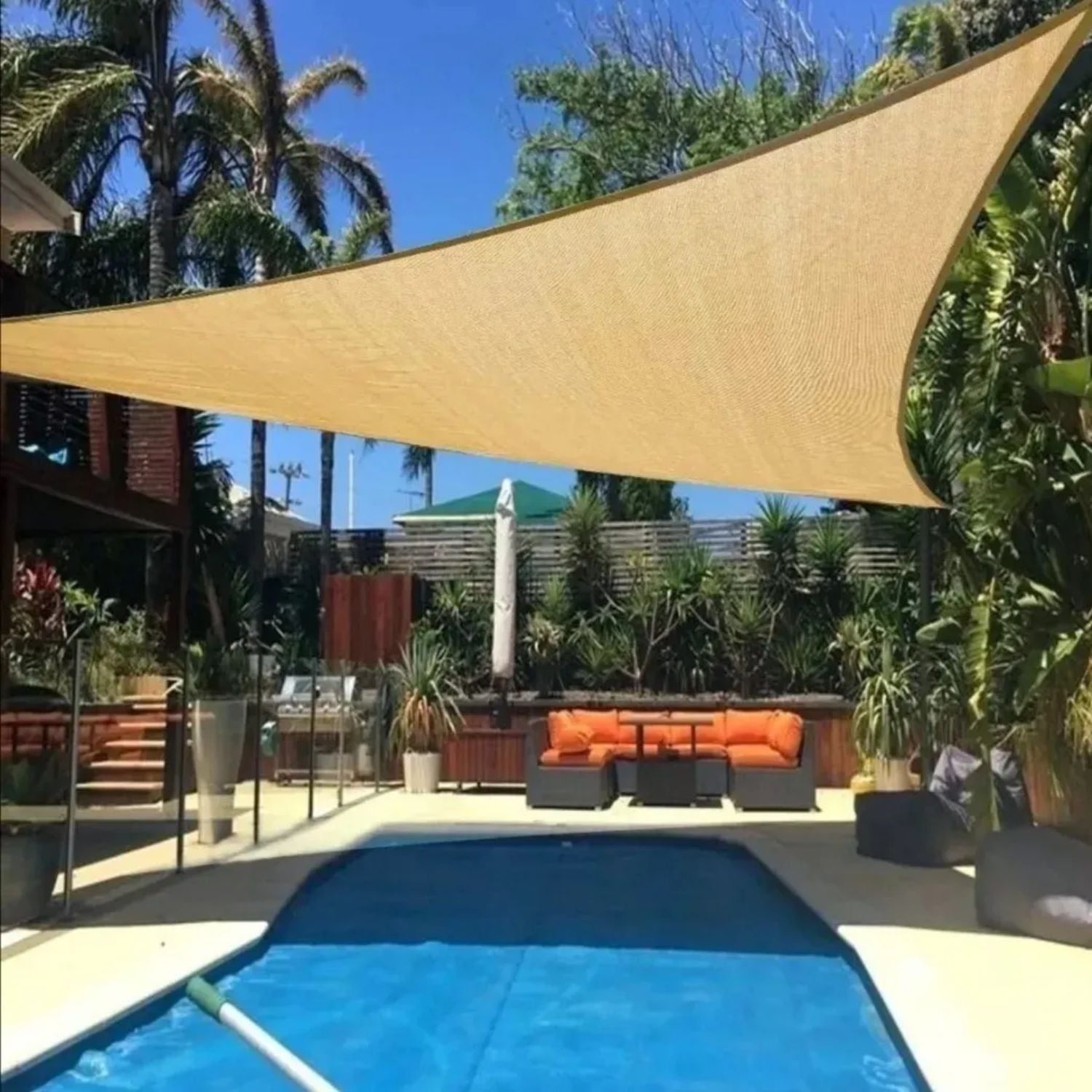 CARPA TOLDO VELA TRIANGULAR IMPERMEABLE UV 5X5X5 MTS - 4