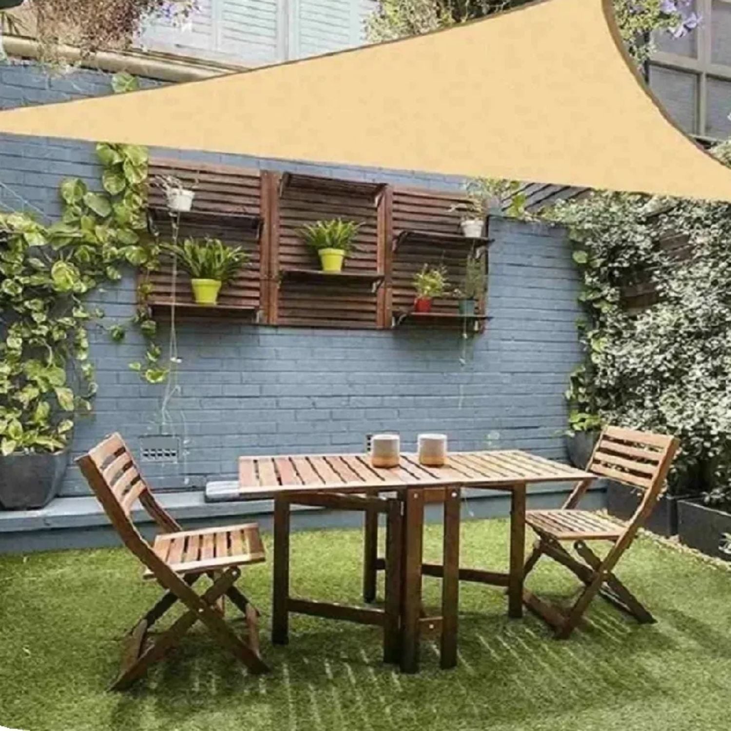 CARPA TOLDO VELA TRIANGULAR IMPERMEABLE UV 5X5X5 MTS - 5