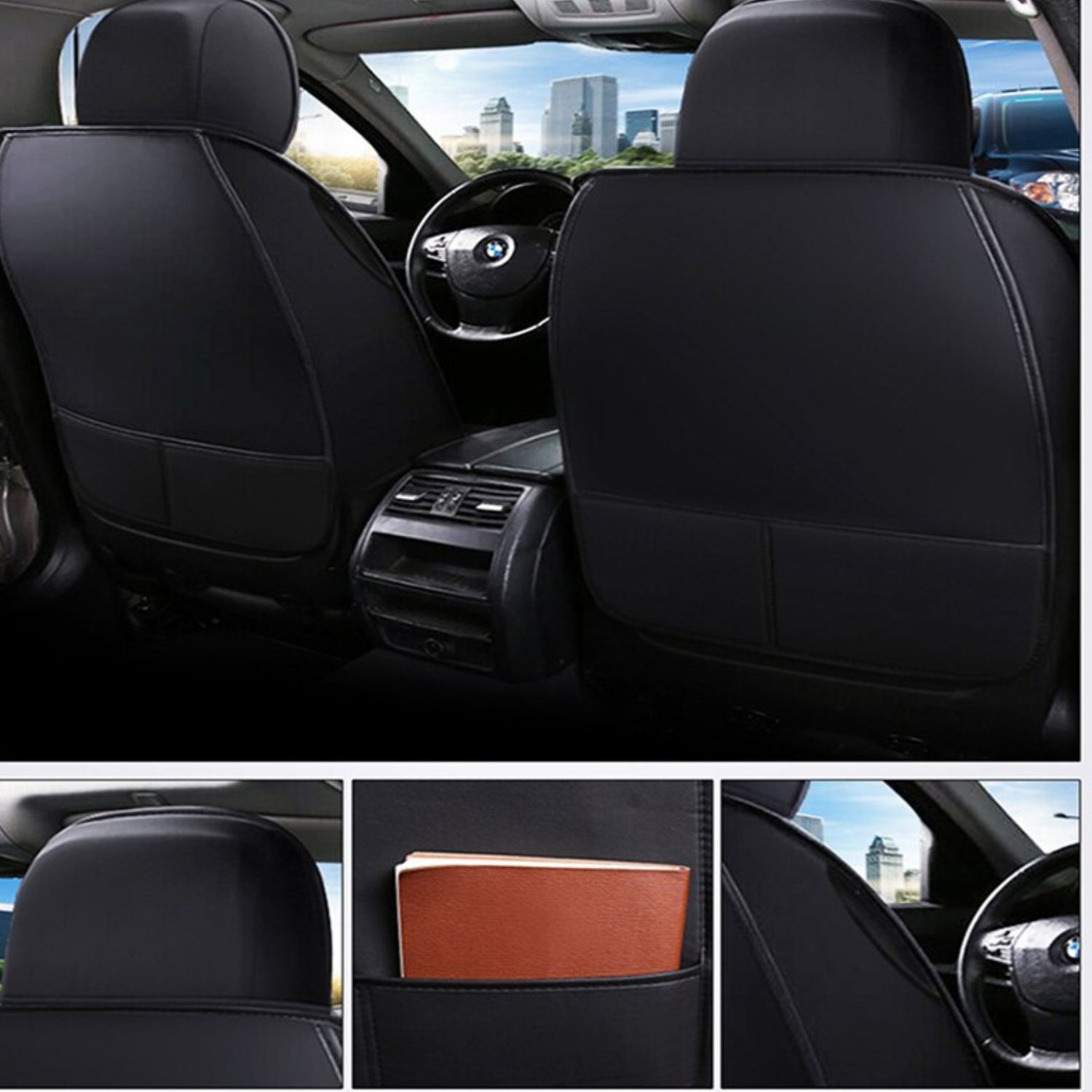 FUNDA IMPORTCLICK ASIENTO AUTO DELUXE ECO CUERO MILÁN NEGRO - 4
