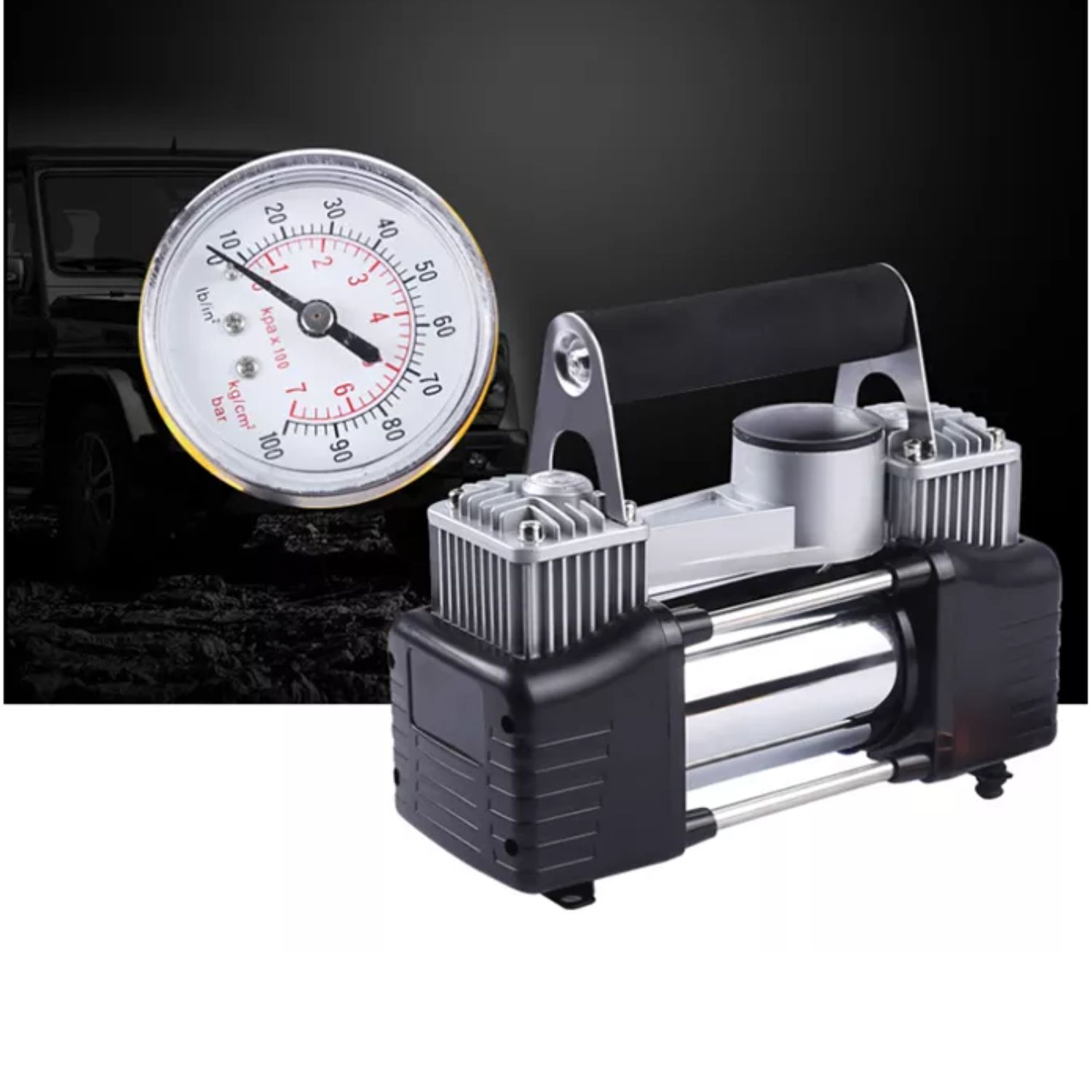 COMPRESOR AIRE IMPORTCLICK AUTO METÁLICO DOBLE CILINDRO RETRÁCTIL - 5