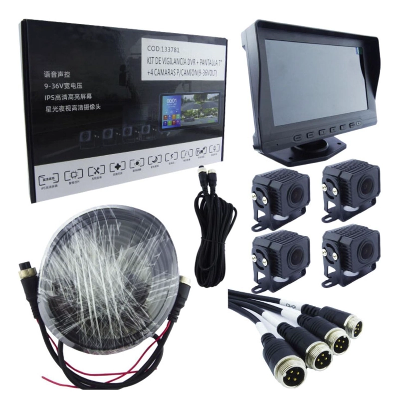 KIT 4 CAMARAS SEGURIDAD CAMION DVR 7 HD - 4