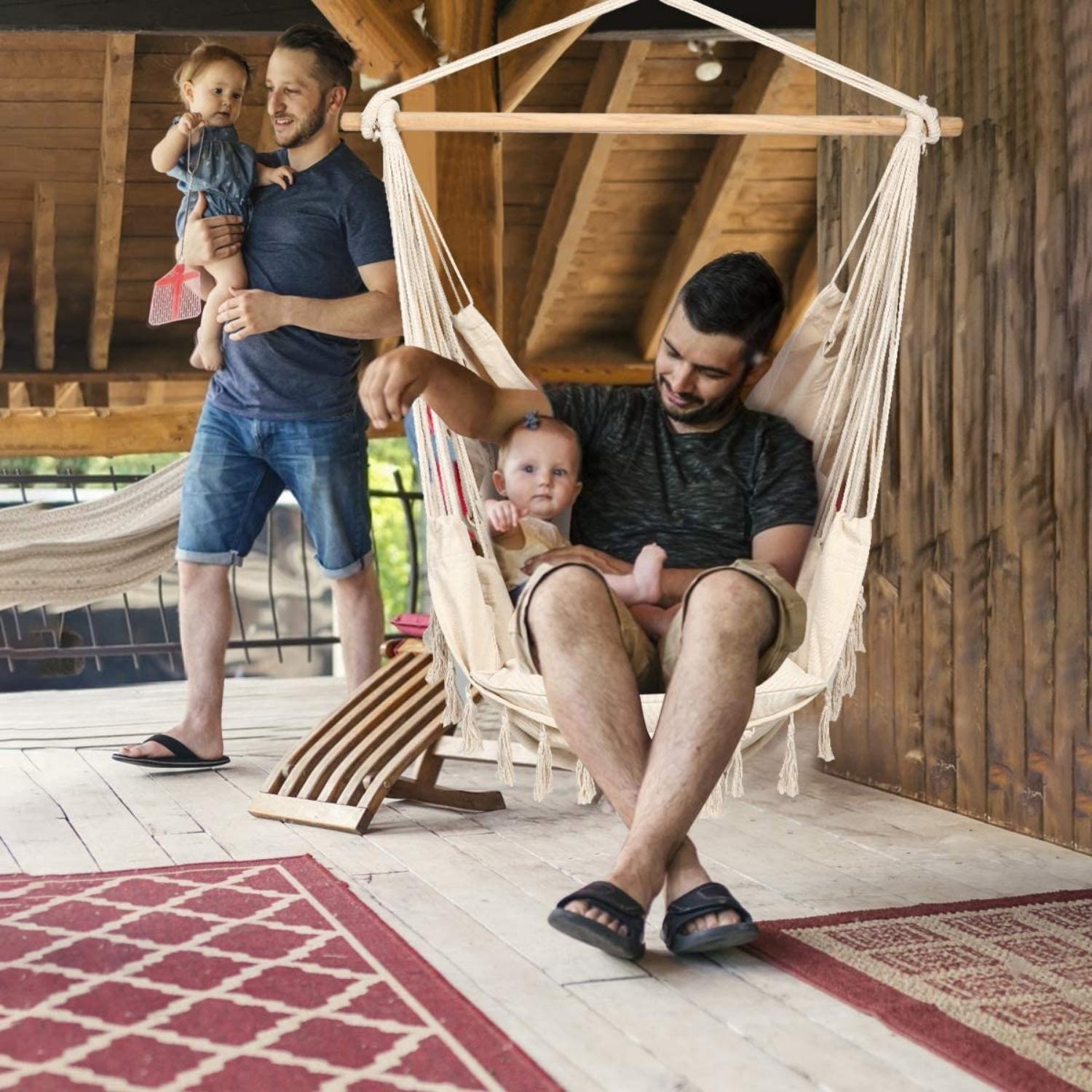 HAMACA SILLA COLUMPIO TERRAZA CAMPING 130X100 CM - 9