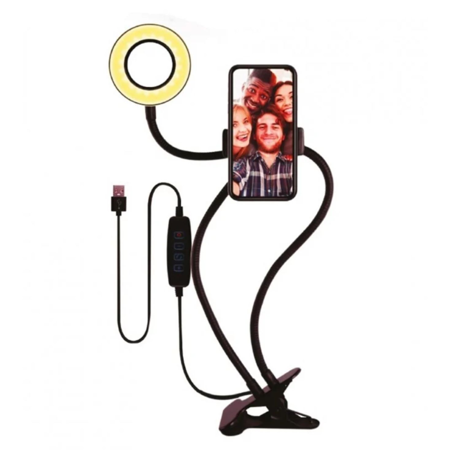 SOPORTE IMPORTCLICK TEC.143 CLIP ARO LUZ 10 CM SMARTPHONE FLEXIBLE - 1