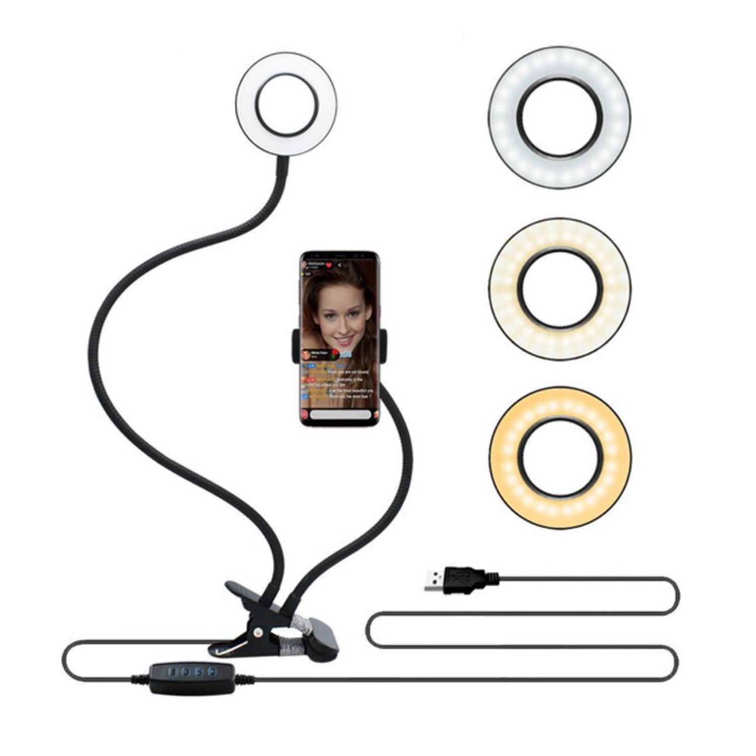 SOPORTE IMPORTCLICK TEC.143 CLIP ARO LUZ 10 CM SMARTPHONE FLEXIBLE - 2