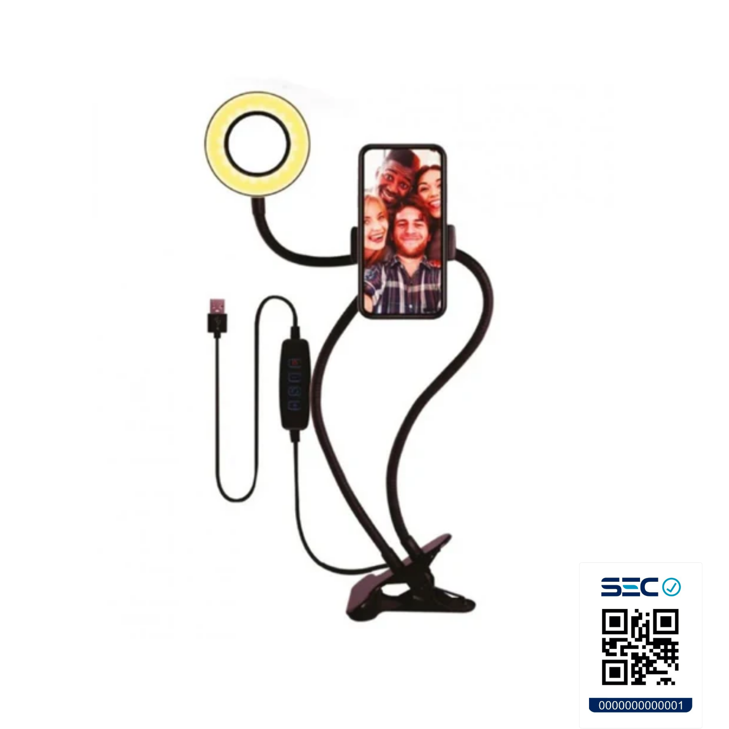 SOPORTE IMPORTCLICK TEC.143 CLIP ARO LUZ 10 CM SMARTPHONE FLEXIBLE - 6