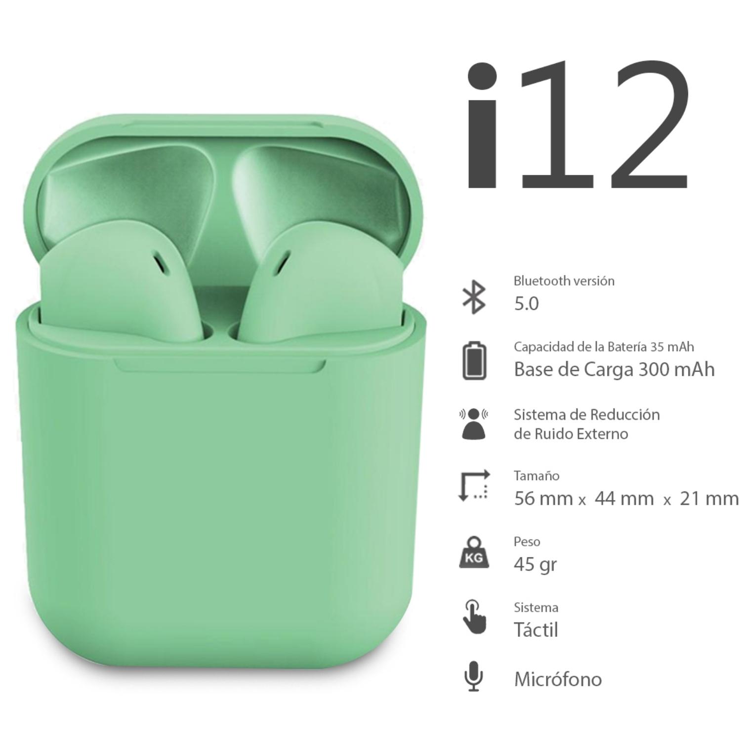 AUDÍFONOS INALÁMBRICOS BLUETOOTH TÁCTIL I12 TWS VERDE - 7