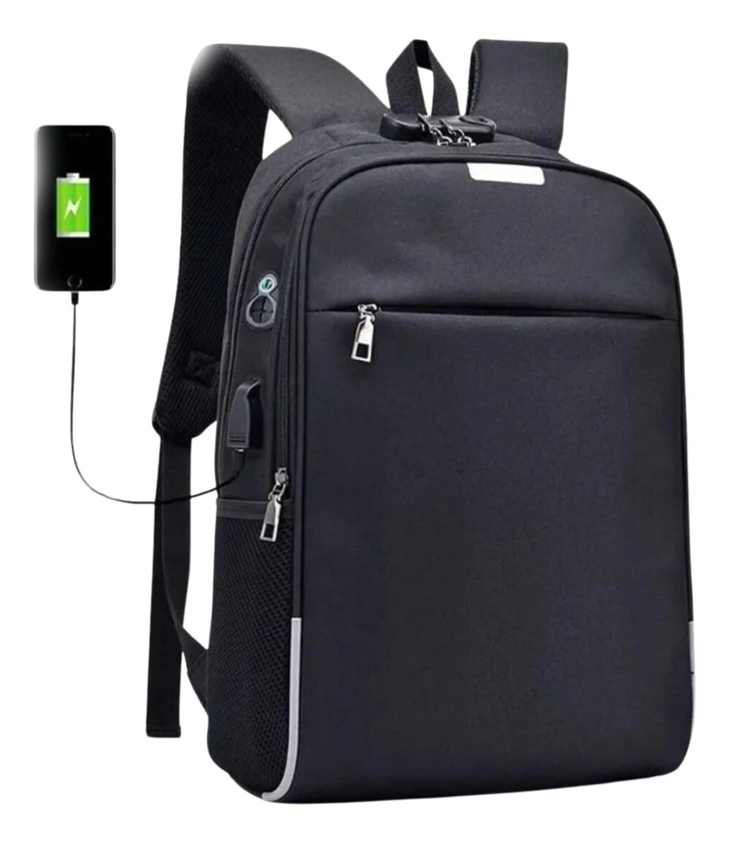 MOCHILA NOTEBOOK IMPERMEABLE USB NEGRO 46X30X15 CM - 2
