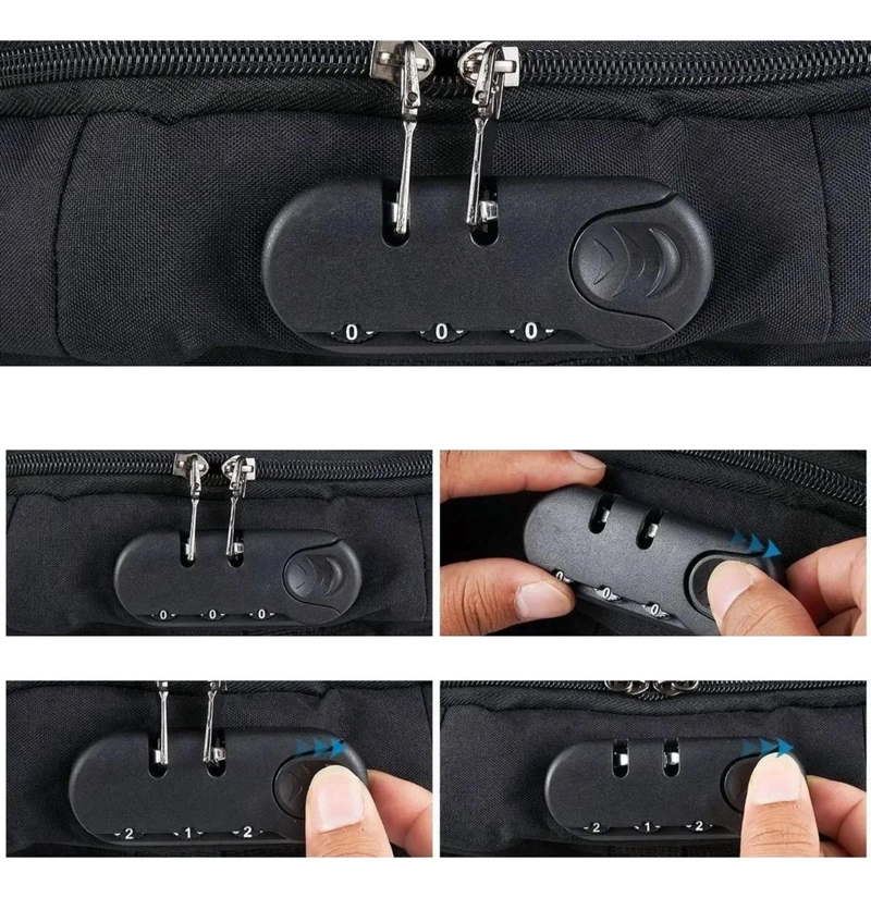 MOCHILA NOTEBOOK IMPERMEABLE USB NEGRO 46X30X15 CM - 7