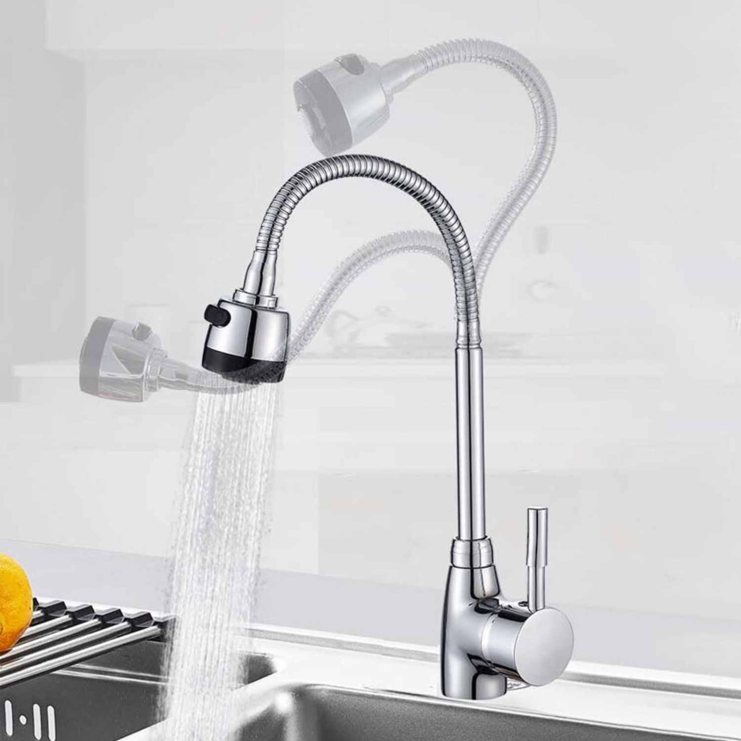 LLAVE IMPORTCLICK LAVAPLATOS MONOMANDO CUELLO FLEXIBLE DIFUSOR AGUA HOG.350 - 3