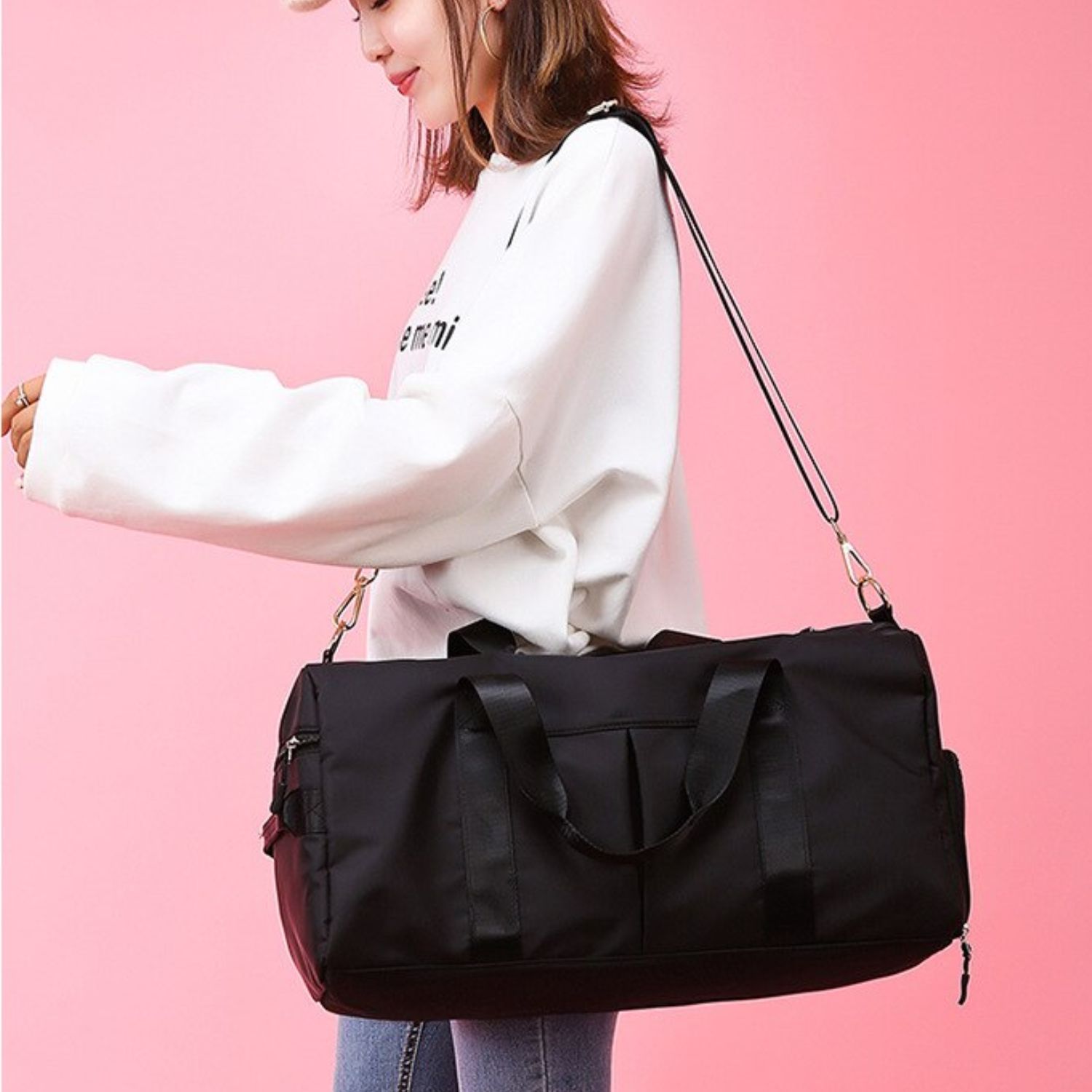 BOLSO DUFFEL VIAJE DEPORTIVO GIMNASIO FITNESS 35 LT NEGRO - 5