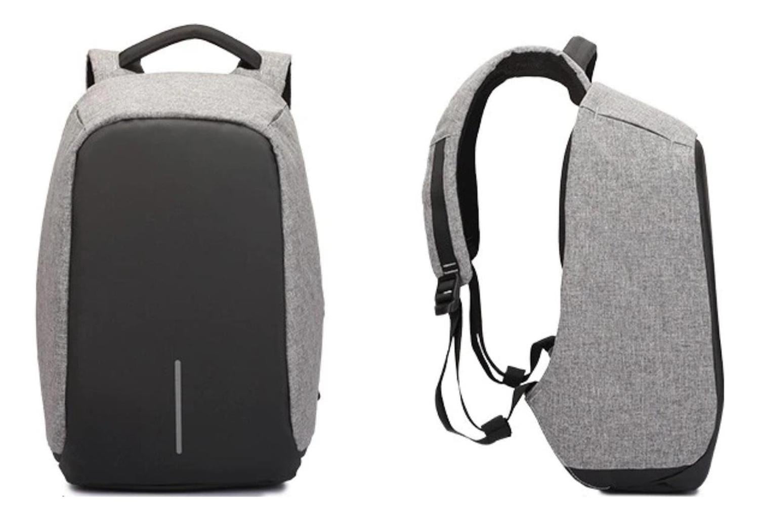 MOCHILA BOLSO NOTEBOOK ANTIRROBO AJUSTABLE ACOLCHADO 25 LT GRIS - 2