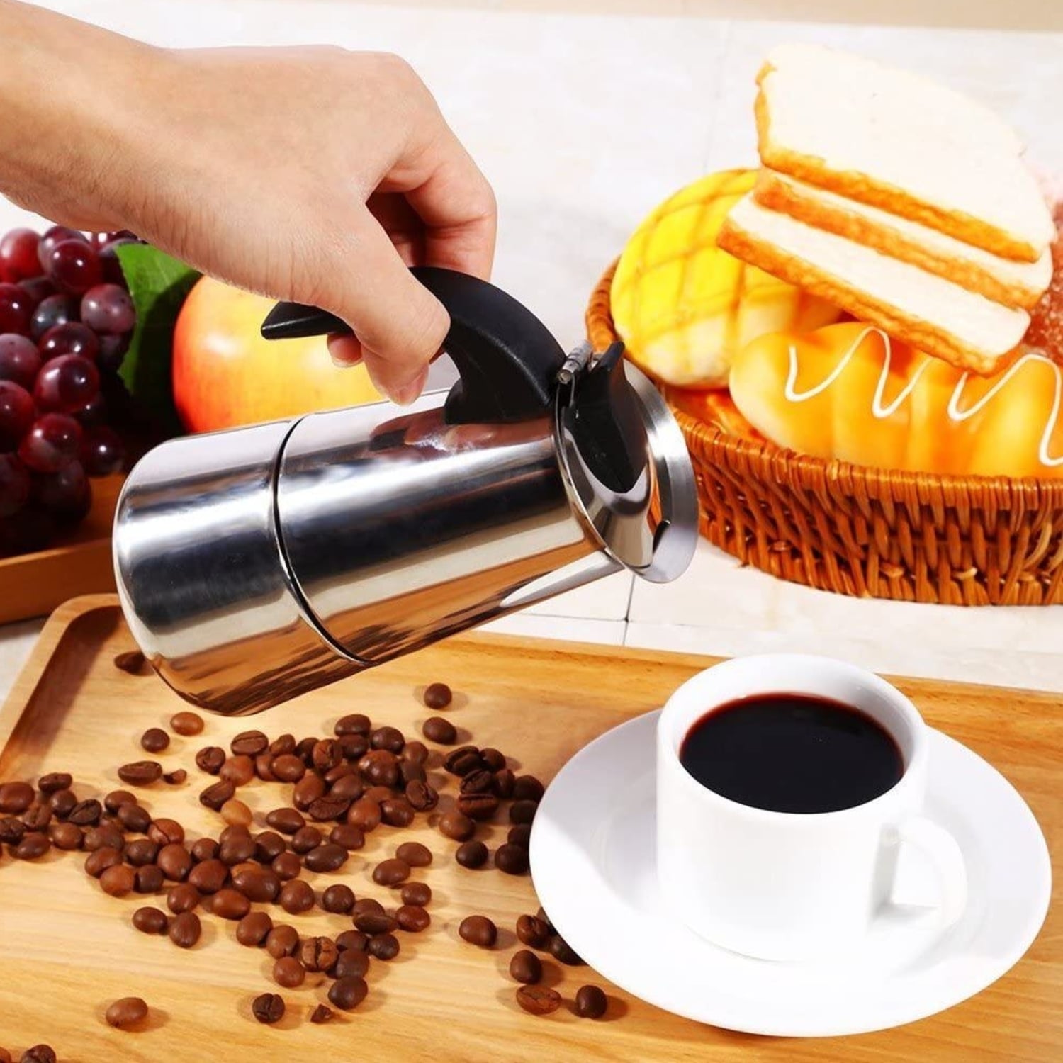 CAFETERA ITALIANA ACERO INOXIDABLE 4 TAZAS 160 ML - 5