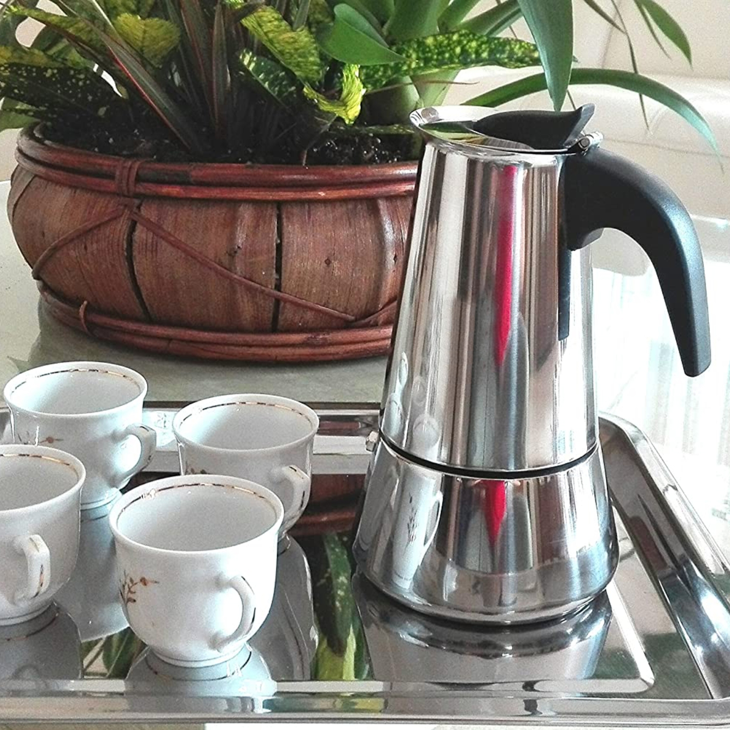 CAFETERA ITALIANA ACERO INOXIDABLE 4 TAZAS 160 ML - 6