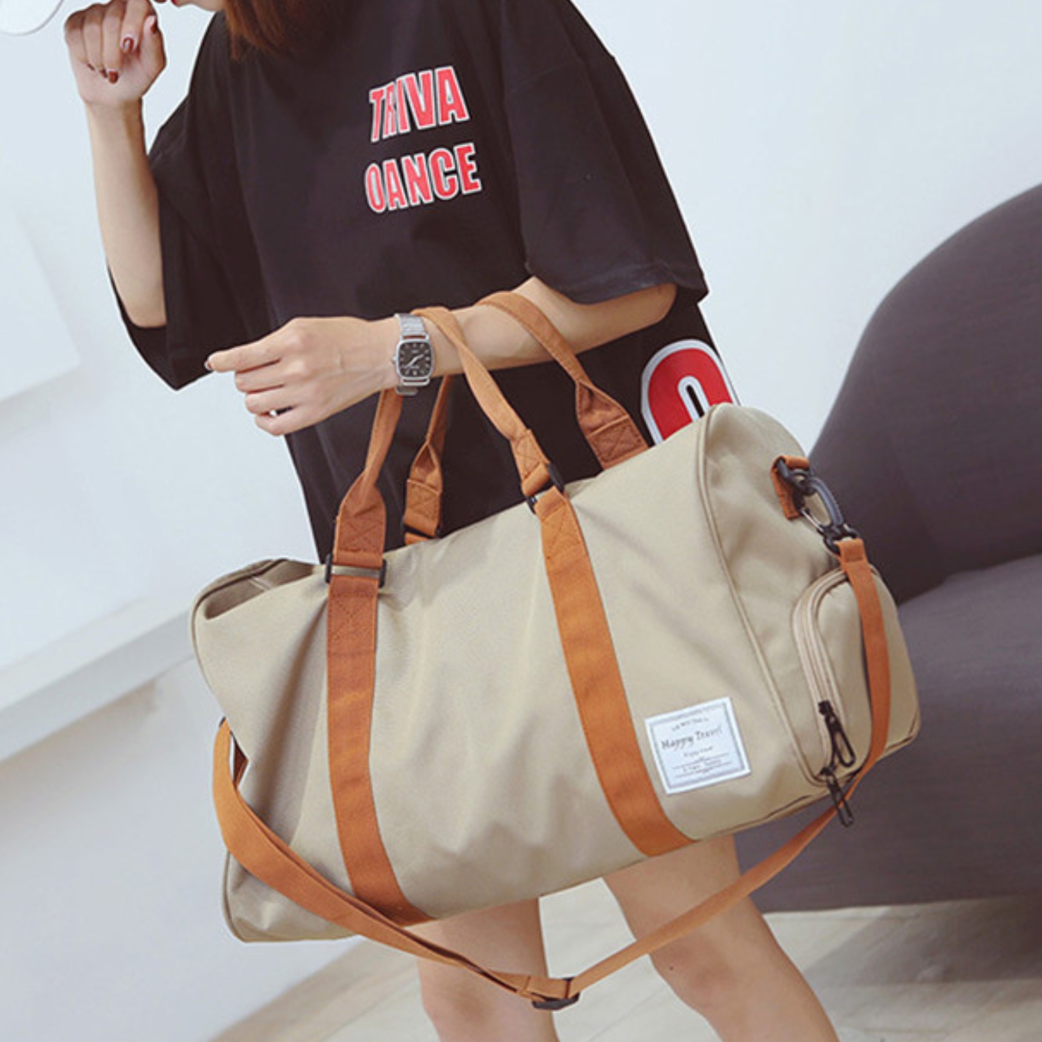 BOLSO VIAJE DEPORTE GIMNASIA 35 LT CAQUI - 3
