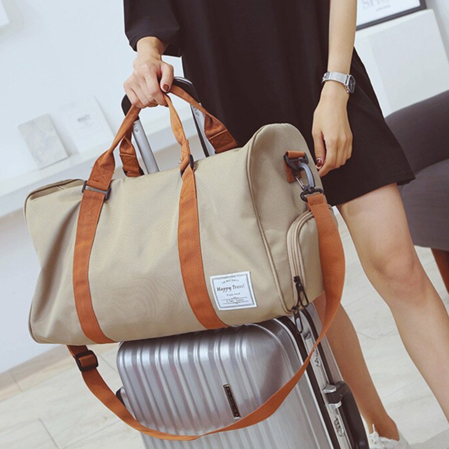 BOLSO VIAJE DEPORTE GIMNASIA 35 LT CAQUI - 5