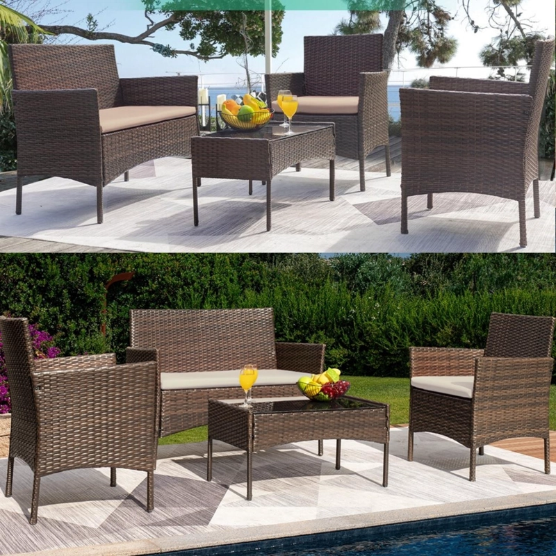 JUEGO COMEDOR TERRAZA IMPORTCLICK AIR.23 1 CUERPO RATTAN CAFE JARDÍN 4 PIEZAS - 7