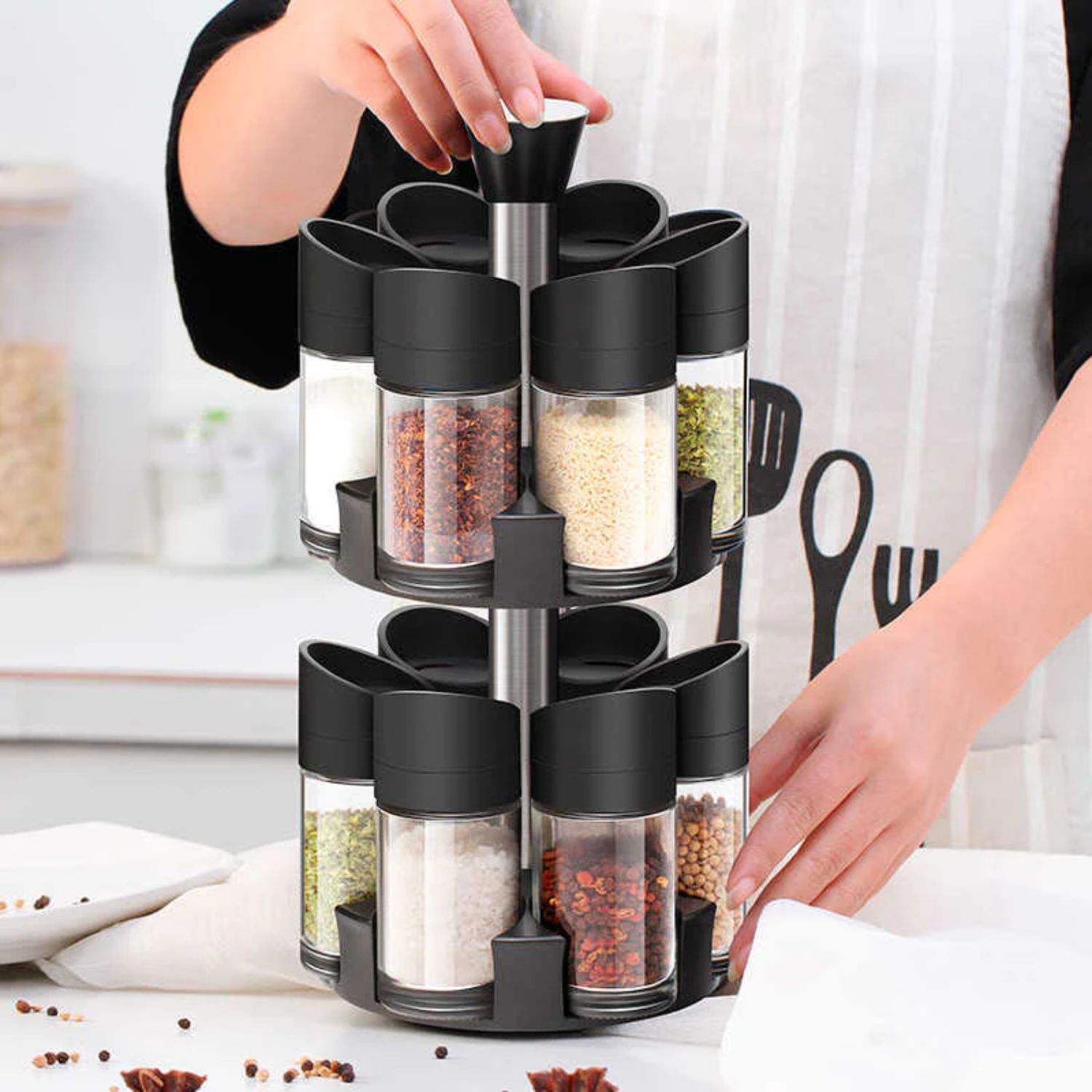 SET 12 EN 1 IMPORTCLICK HOG.331 ESPECIEROS GIRATORIOS 2 NIVELES 360º ALUMINIO - 4