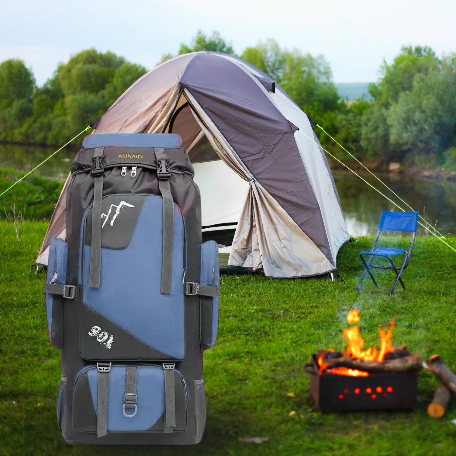 MOCHILA IMPORTCLICK HOG.377 AZUL OSCURO CAMPING OUTDOOR 90 LT - 5