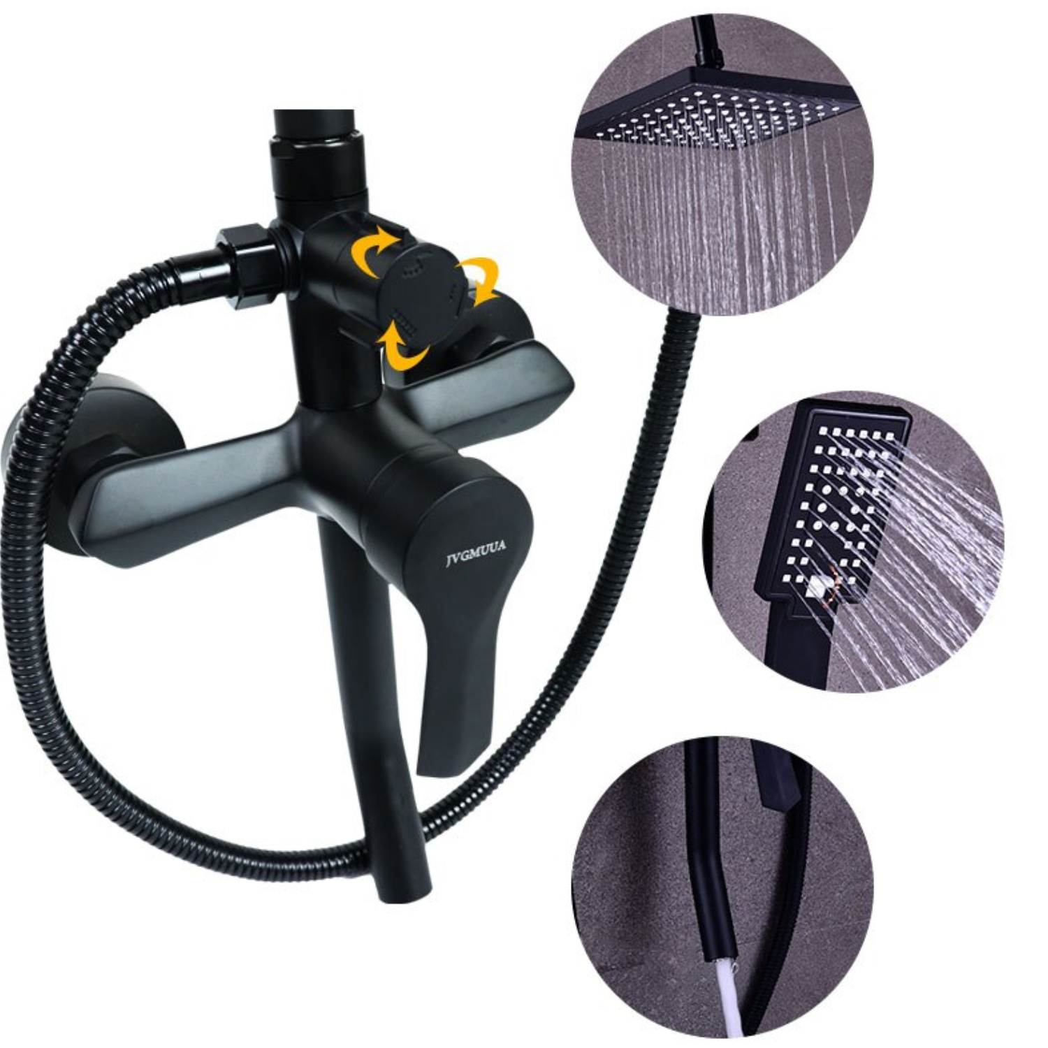 DUCHA COLUMNA IMPORTCLICK HOG.357 LLAVE MONOMANDO MODERNA CUADRADA ACERO NEGRO - 4