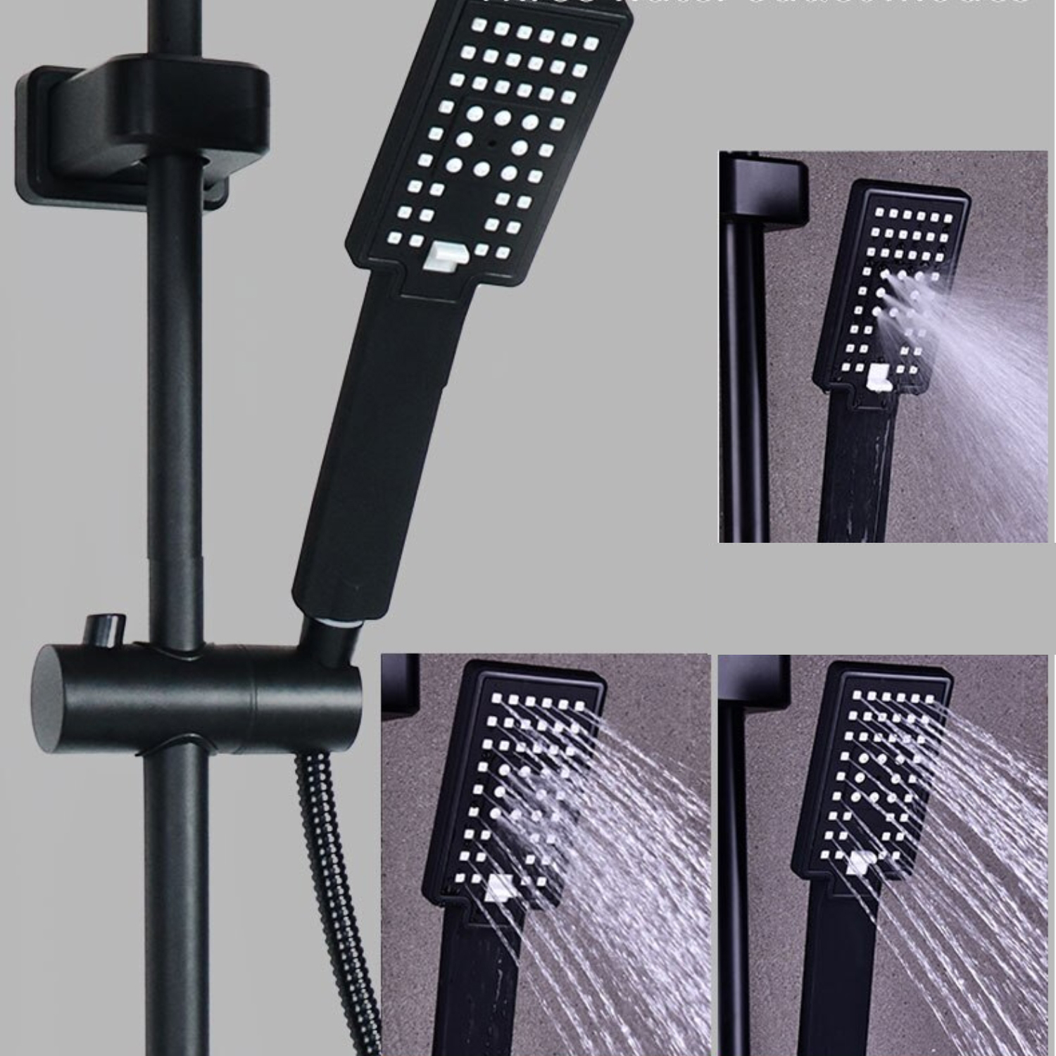 DUCHA COLUMNA IMPORTCLICK HOG.357 LLAVE MONOMANDO MODERNA CUADRADA ACERO NEGRO - 6