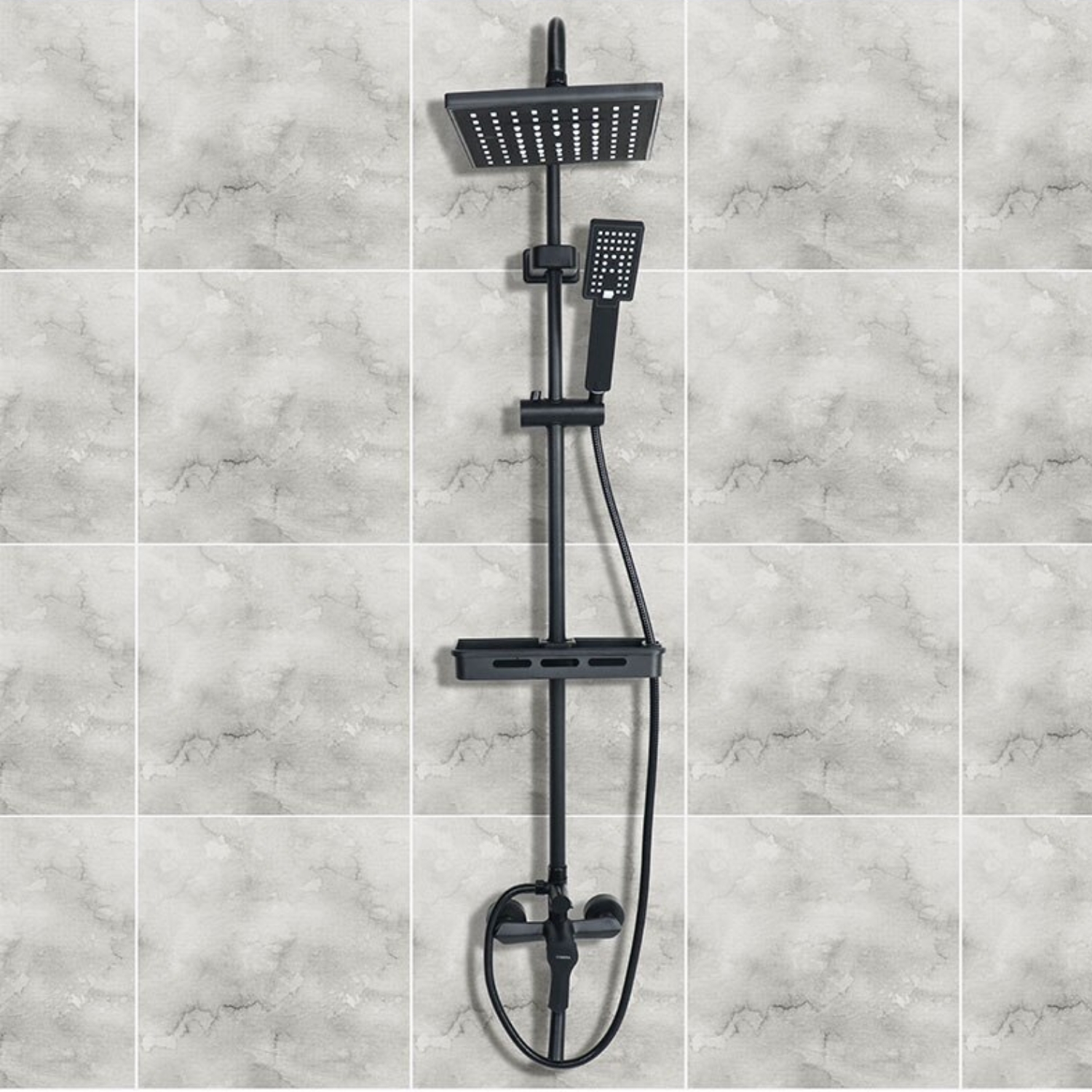 DUCHA COLUMNA IMPORTCLICK HOG.357 LLAVE MONOMANDO MODERNA CUADRADA ACERO NEGRO - 7