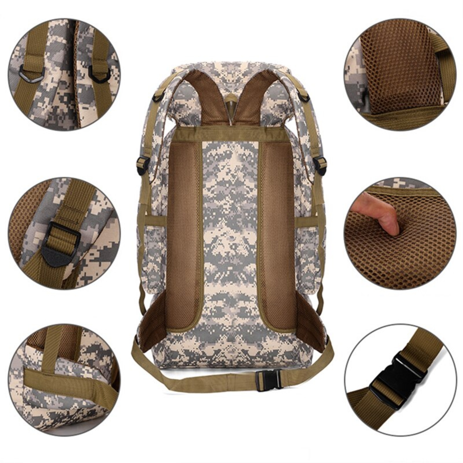 MOCHILA TÁCTICA IMPORTCLICK HOG.370 TELA GRIS CAMPING TREKKING SENDERISMO 80 L - 5