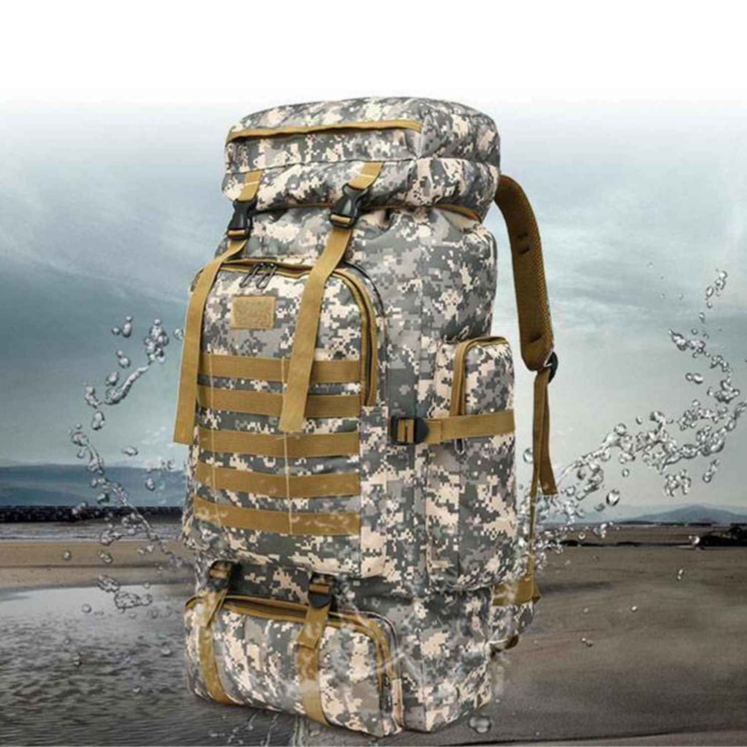 MOCHILA TÁCTICA IMPORTCLICK HOG.370 TELA GRIS CAMPING TREKKING SENDERISMO 80 L - 8