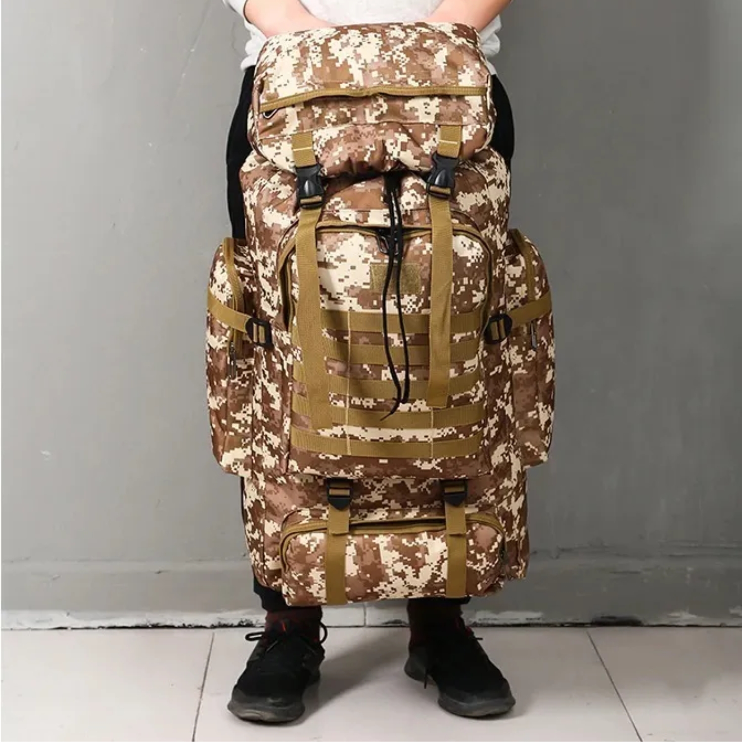 MOCHILA TÁCTICA IMPORTCLICK HOG.372 TELA CAMPING TREKKING SENDERISMO 80 L MARRÓN - 3
