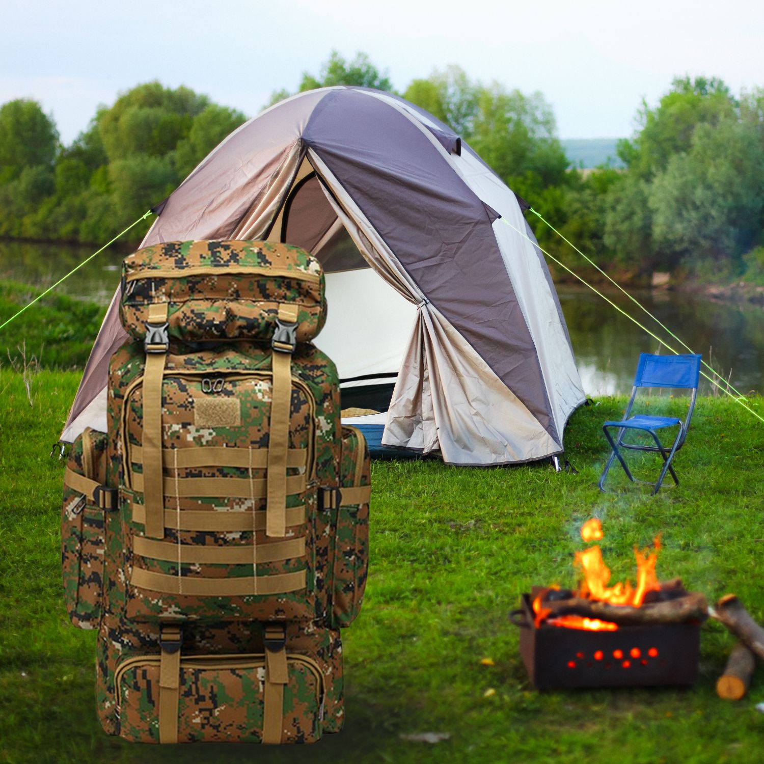 MOCHILA TÁCTICA IMPORTCLICK HOG.371 TELA CAMPING TREKKING SENDERISMO 80 L JUNGLA - 5