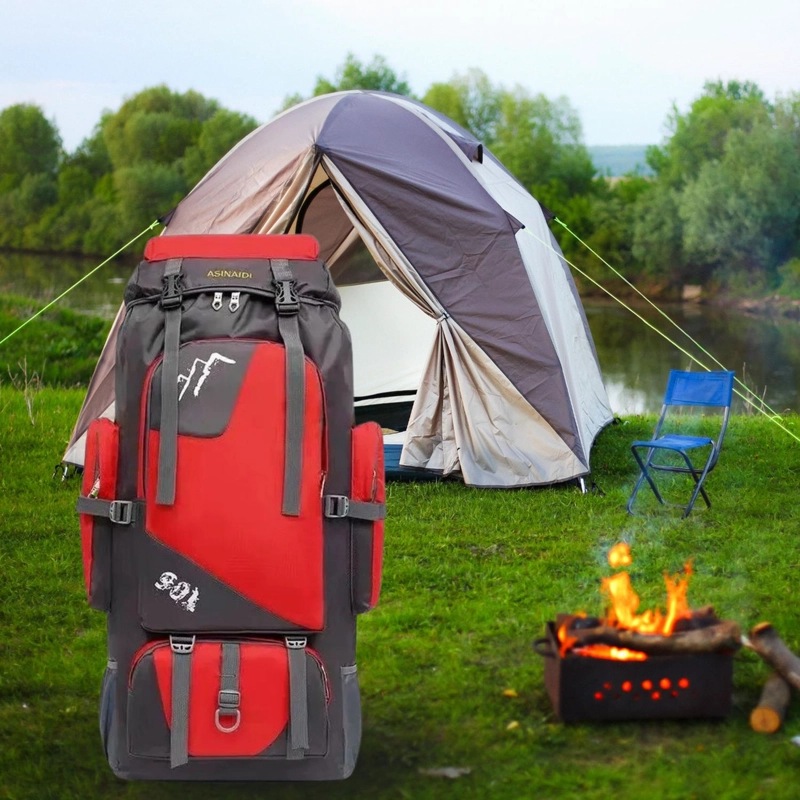 MOCHILA IMPORTCLICK HOG.374 ROJO CAMPING OUTDOOR 90 LT - 5