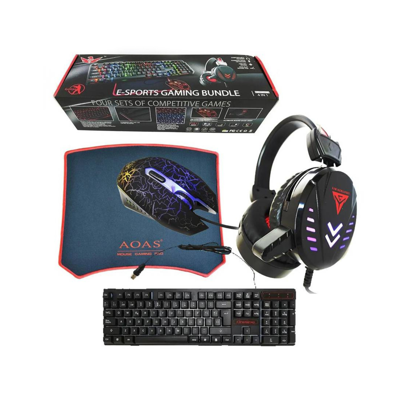 MOUSE INALÁMBRICO IMPORTCLICK KIT GAMER E-SPORT PRO 4 EN 1 TECLADO + + AURICULAR + PAD TEC.170 - 1