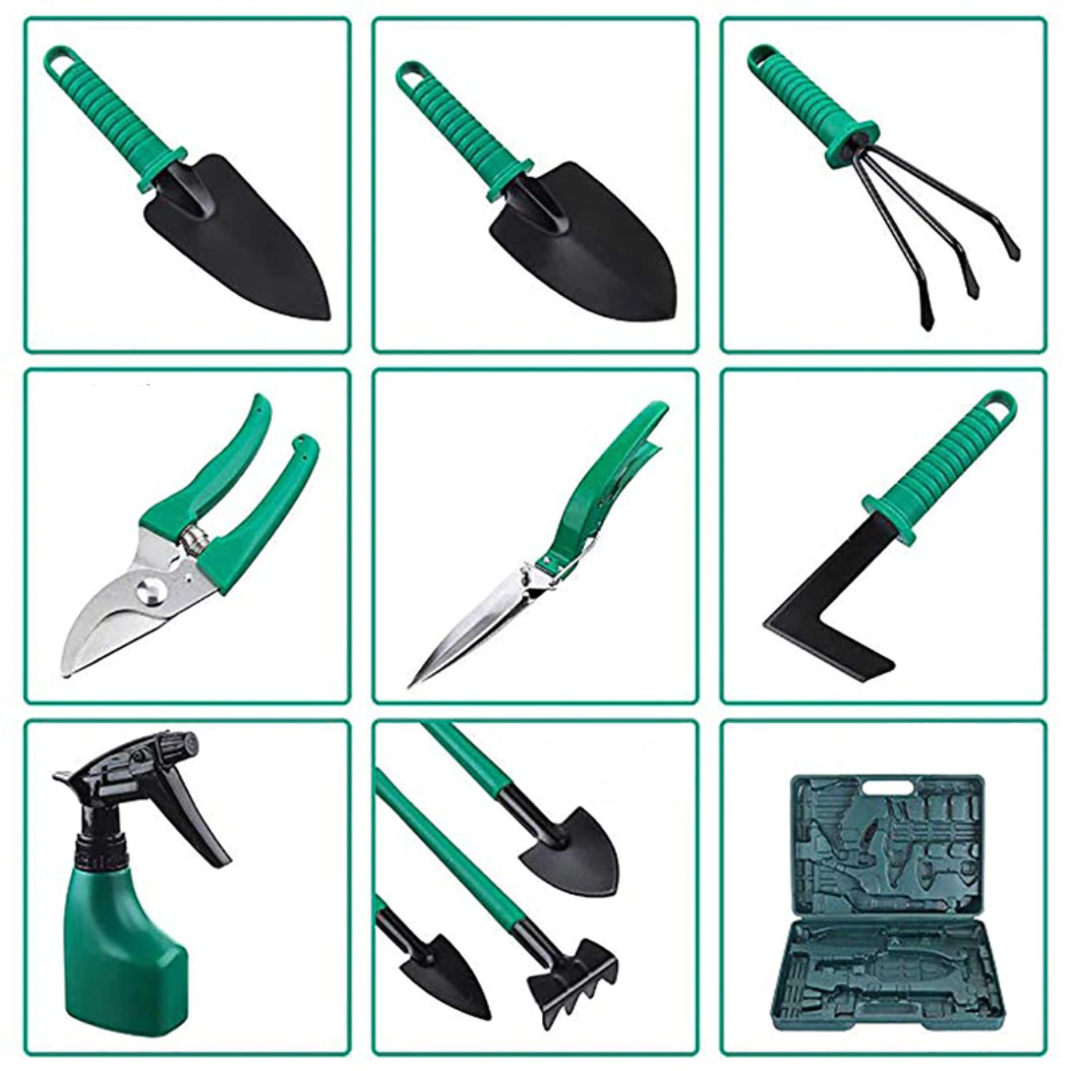 KIT IMPORTCLICK HOG.454 HERRAMIENTAS JARDINERÍA ACERO RASTRILLO TIJERA PODAR - 4