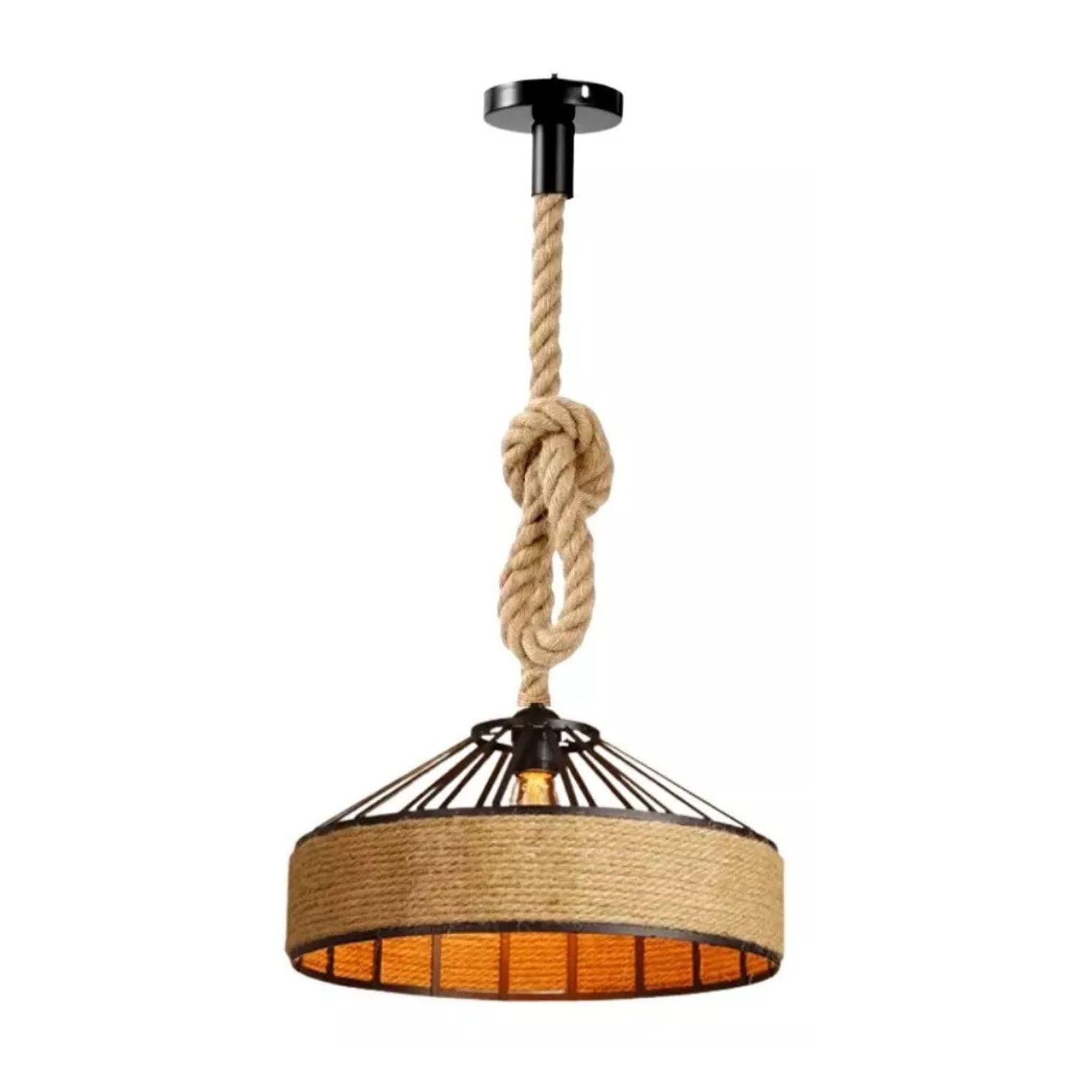 LÁMPARA IMPORTCLICK COLGANTE VINTAGE CAÑAMO SOGA 30 CM - 1