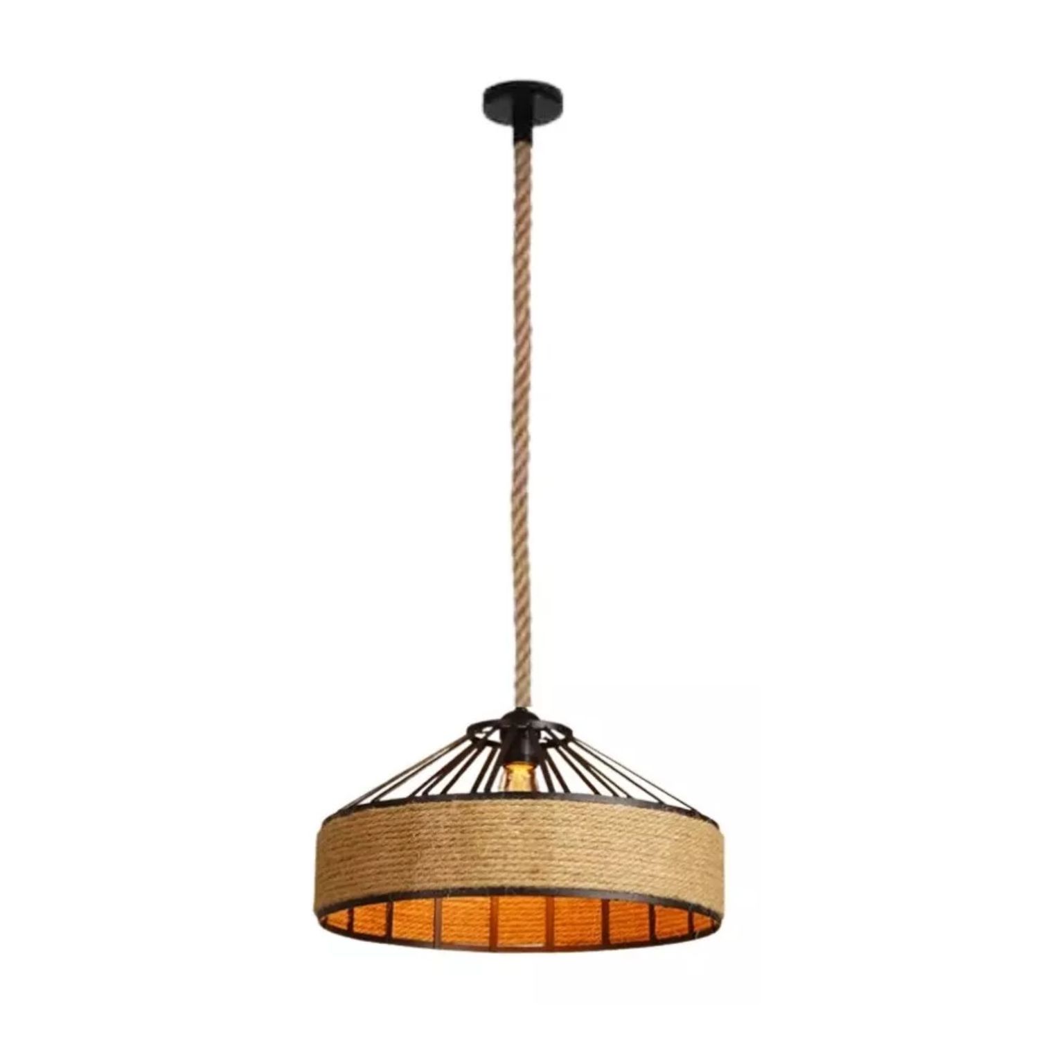 LÁMPARA IMPORTCLICK COLGANTE VINTAGE CAÑAMO SOGA 30 CM - 2