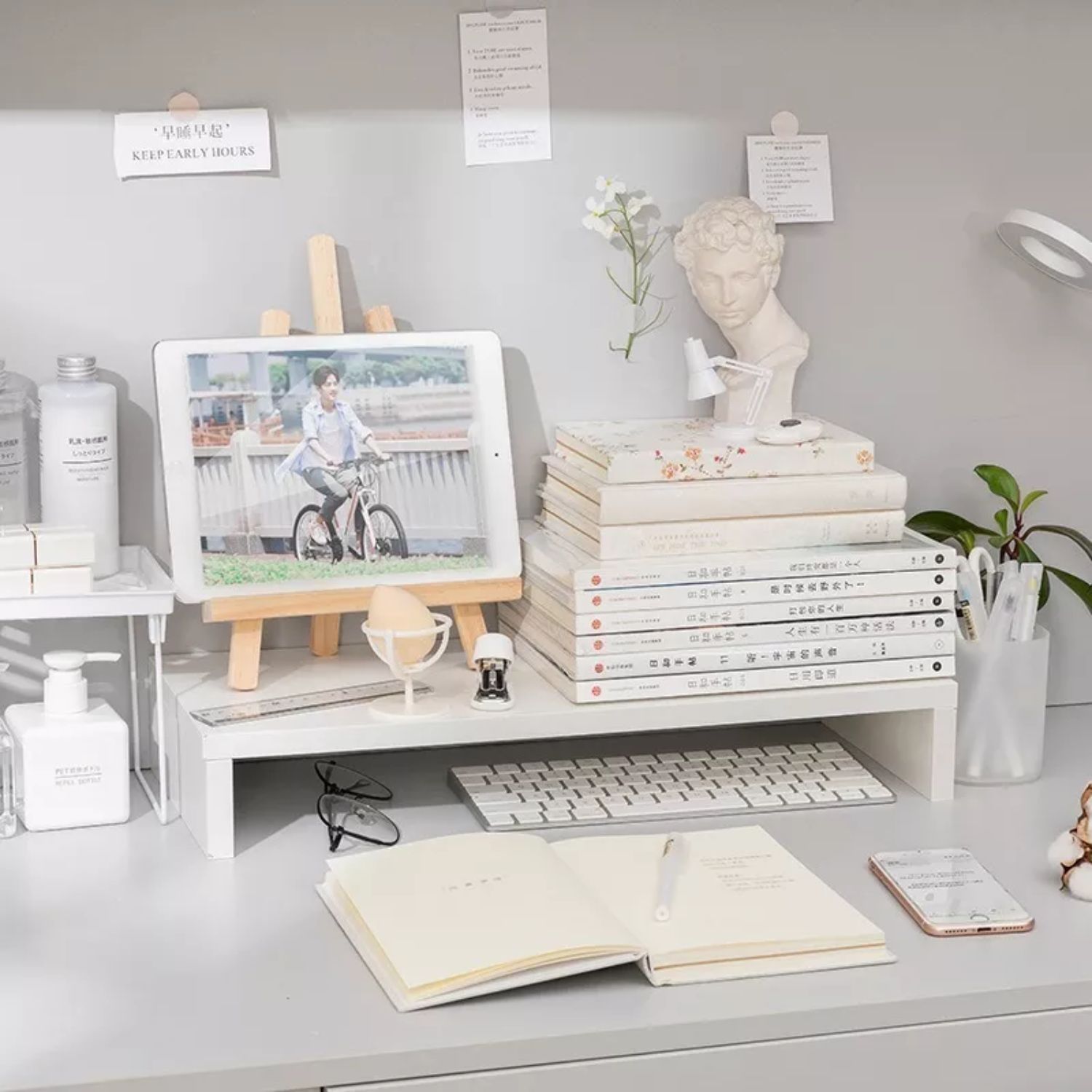 ORGANIZADOR IMPORTCLICK ESCRITORIO ALZADOR MONITOR MADERA BLANCO 49.8X8X20 CM - 4