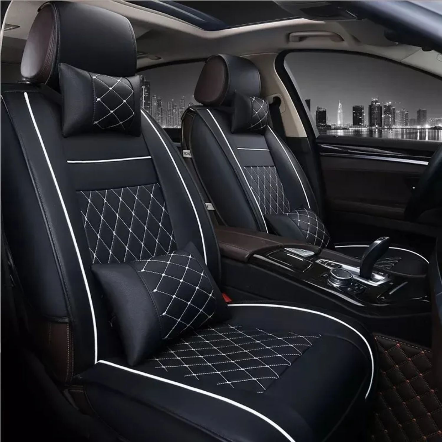 SET IMPORTCLICK 5 FUNDA CUBRE ASIENTO AUTO LUXURY ALMOHADILLA - 3
