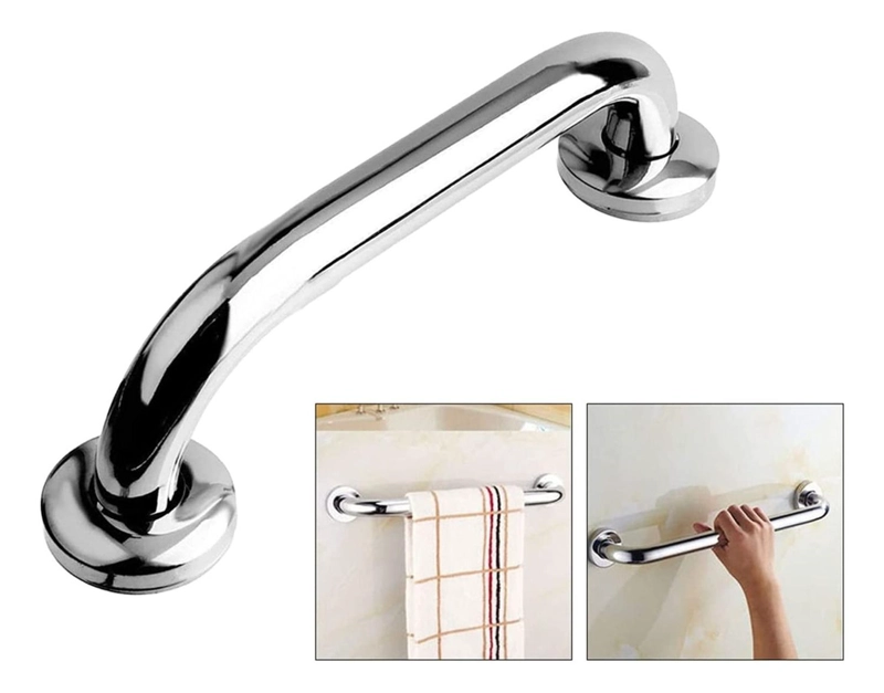 SET 2 BARRAS SEGURIDAD BAÑO WC PASAMANOS ACERO INOXIDABLE 40 CM - 3