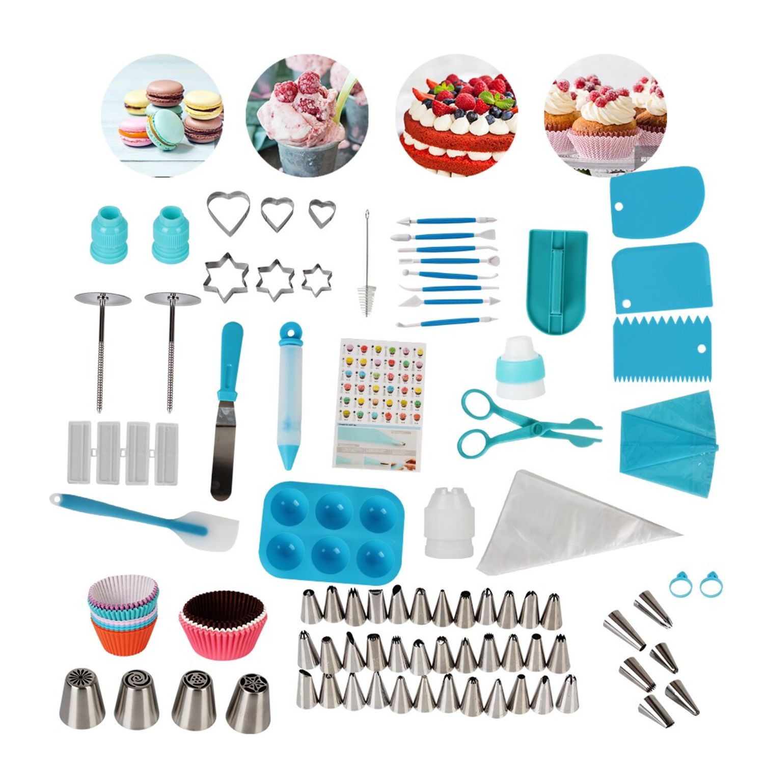 KIT MALETA DECORACIÓN REPOSTERÍA 236 PIEZAS HERRAMIENTAS 3 NIVELES - 4