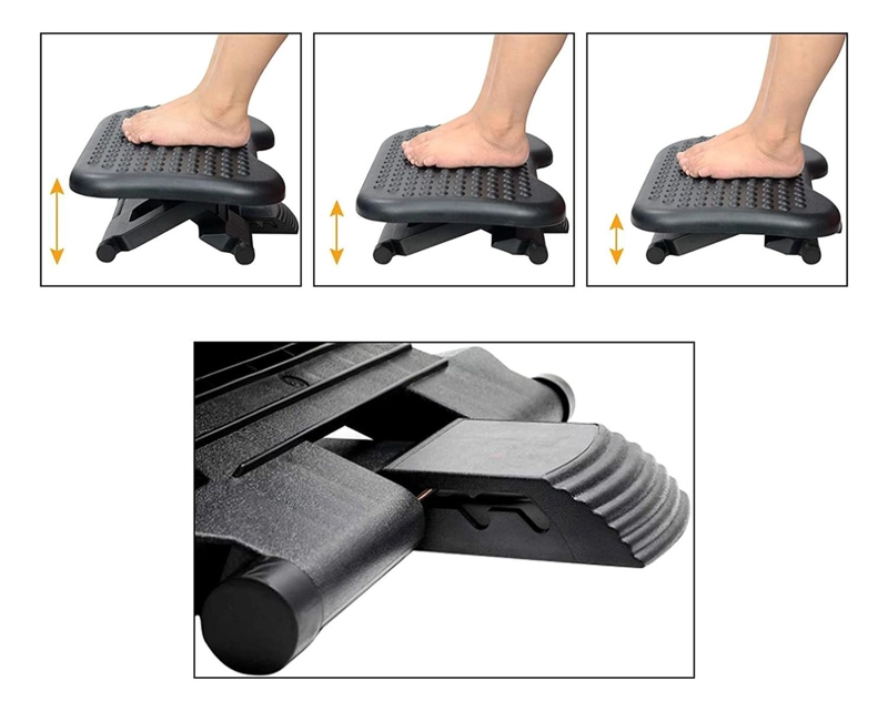REPOSA APOYA PIES IMPORTCLICK HOG.441 NEGRO AJUSTABLE ERGONÓMICO RELAX TRABAJO - 6