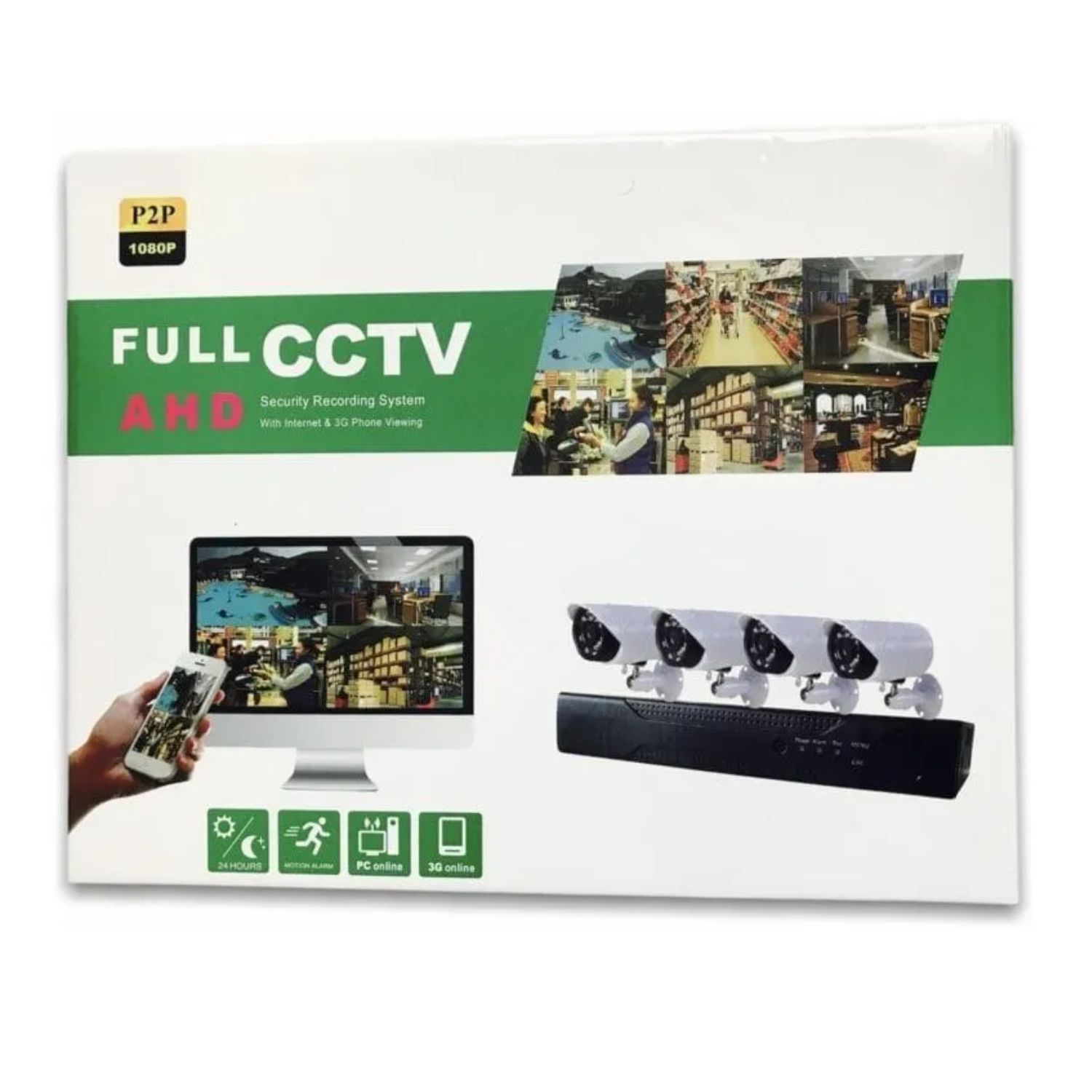 KIT IMPORTCLICK TEC.168 CCTV 4 CÁMARAS DE SEGURIDAD MAS DVR 1080P FULL HD - 4