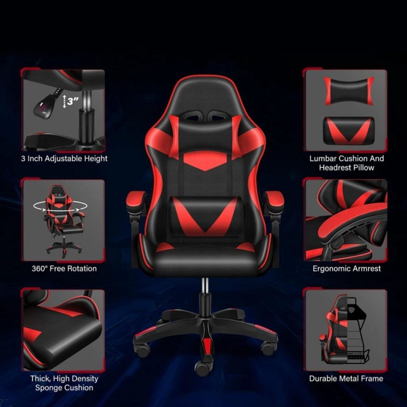 SILLA GAMER PROFESIONAL OFICINA ROJA - 6
